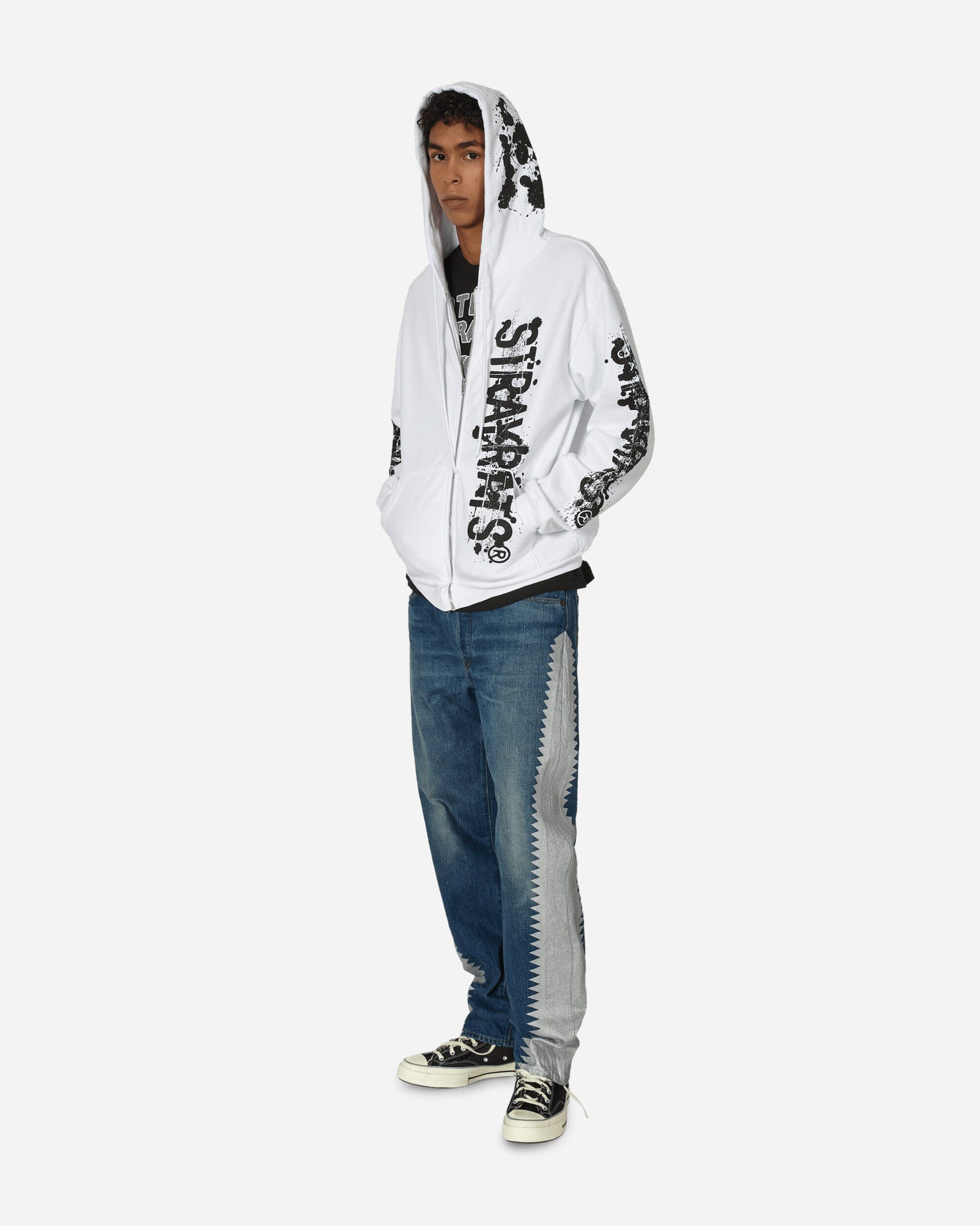 Stray Rats Roadkill Zip Up Hooded Sweatshirt White