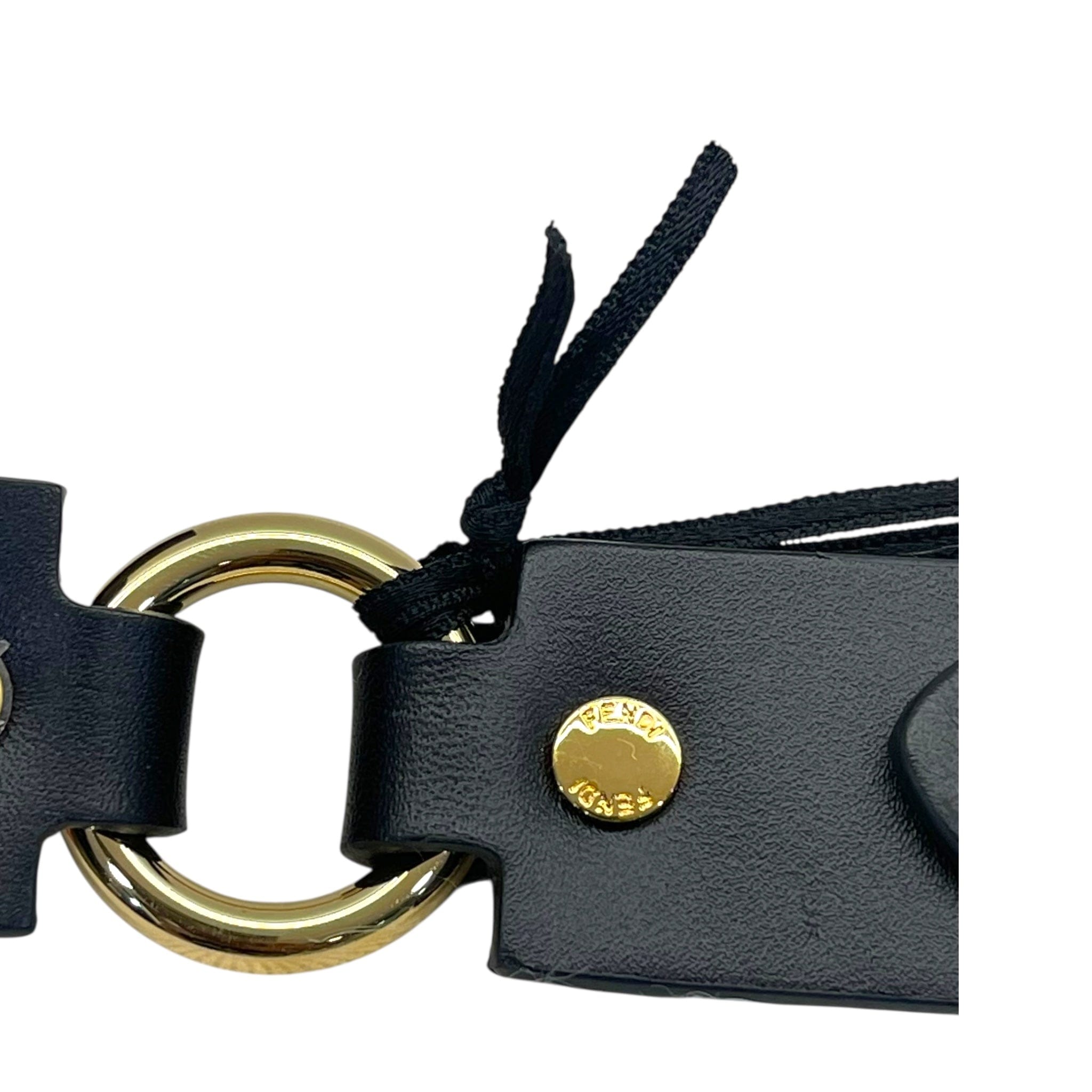 Fendace Fendi x Versace Black Leather Logo Letters Buckle Belt