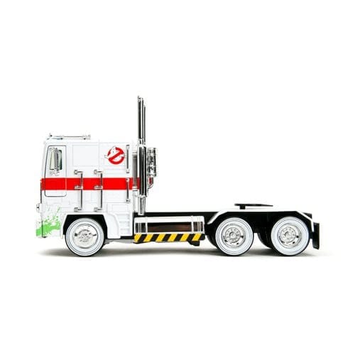 Jada Toys Transformers G1 Optimus Prime Big Rig with Ghostbusters Ecto - 1 Graphics 1:24 Scale Die - Cast Metal Vehicle