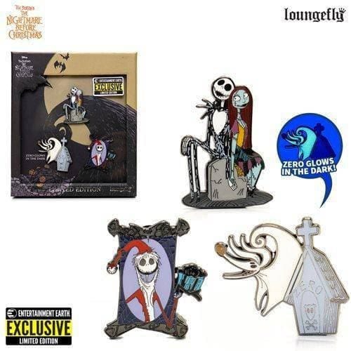 Loungefly Nightmare Before Christmas 3 - Piece Pin Set - Entertainment Earth Exclusive