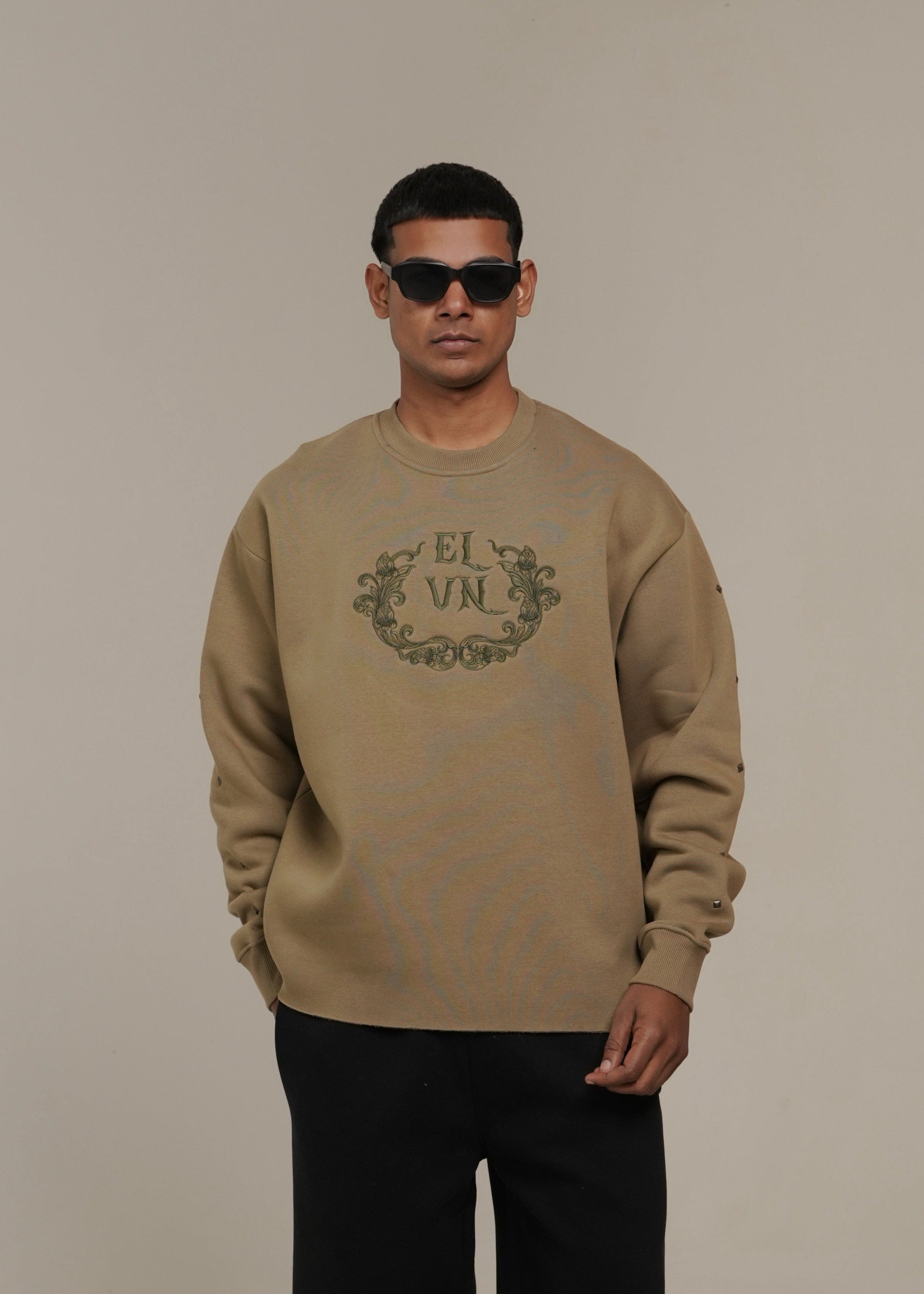 Elvn.tee FALLEN GRACE CROPPED SWEATSHIRT | SAGE GREEN