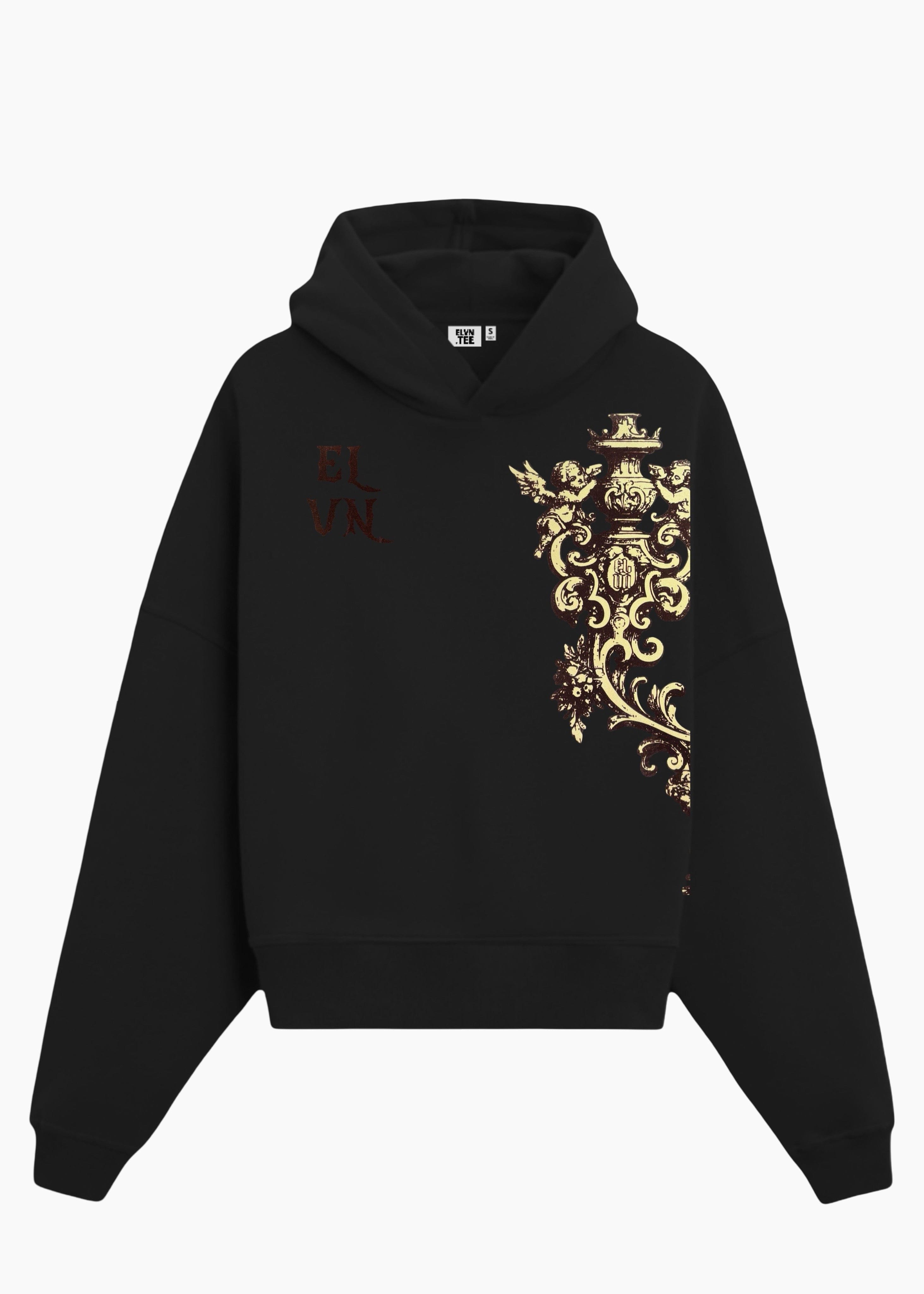 Elvn.tee CARVED ELEGANCE CROPPED HOODIE | BLACK