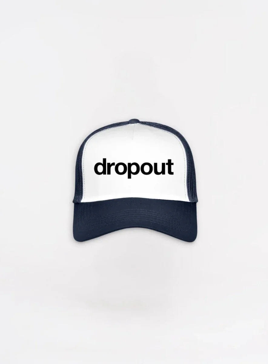 WHITE* Men's dropout Basics Trucker Cap White/Navy