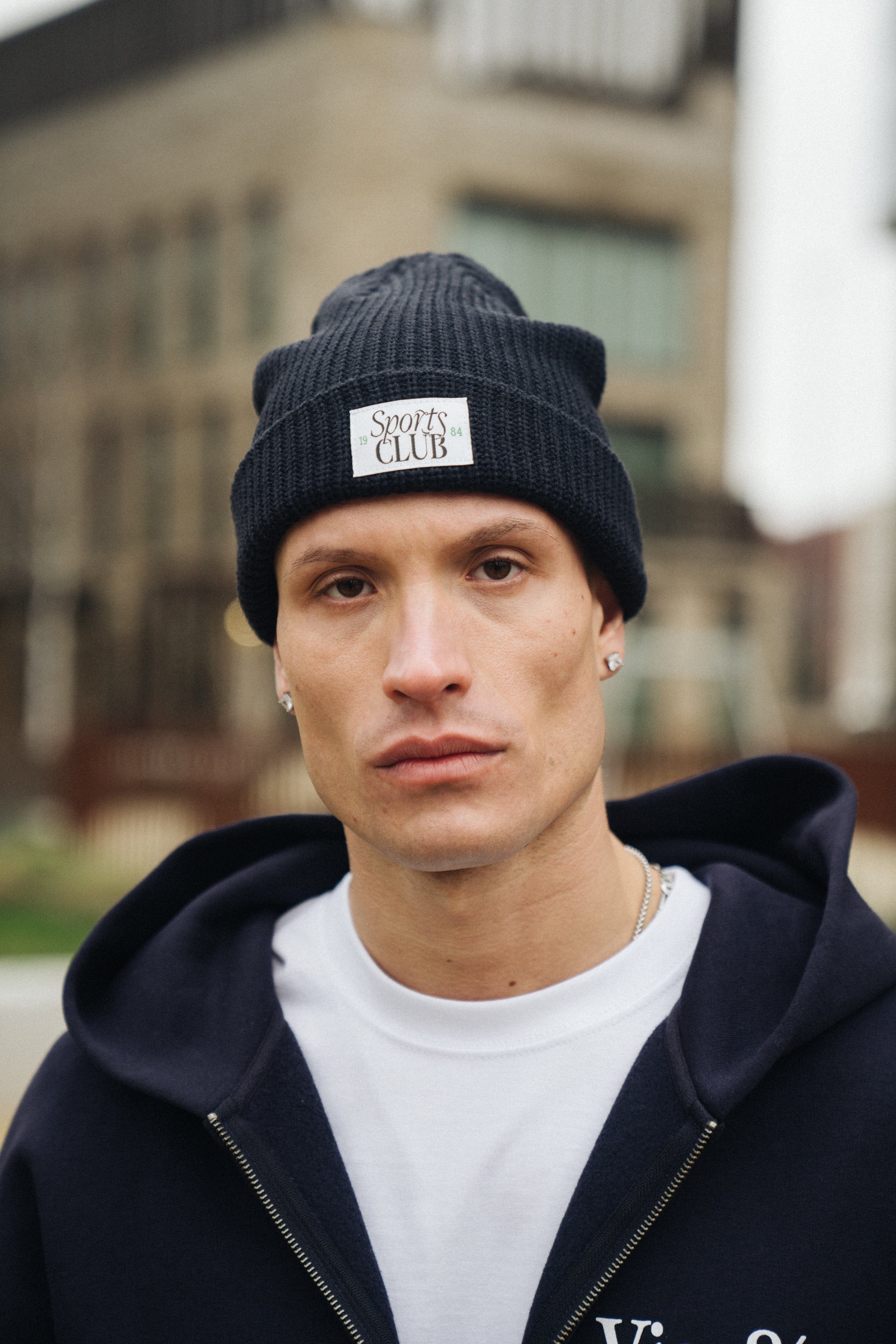Vice 84 Sports Club Ribbed Beanie - Navy