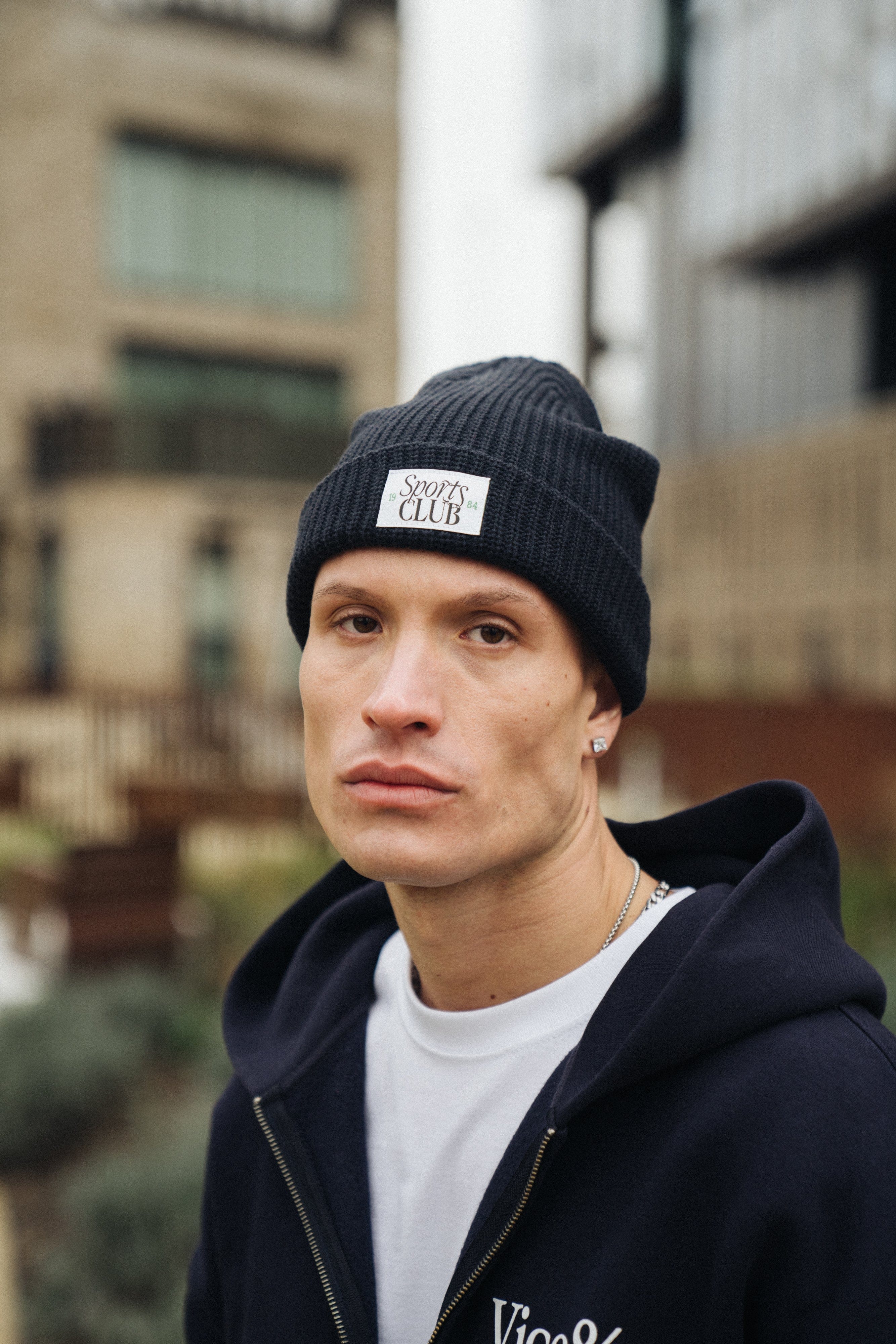 Vice 84 Sports Club Ribbed Beanie - Navy