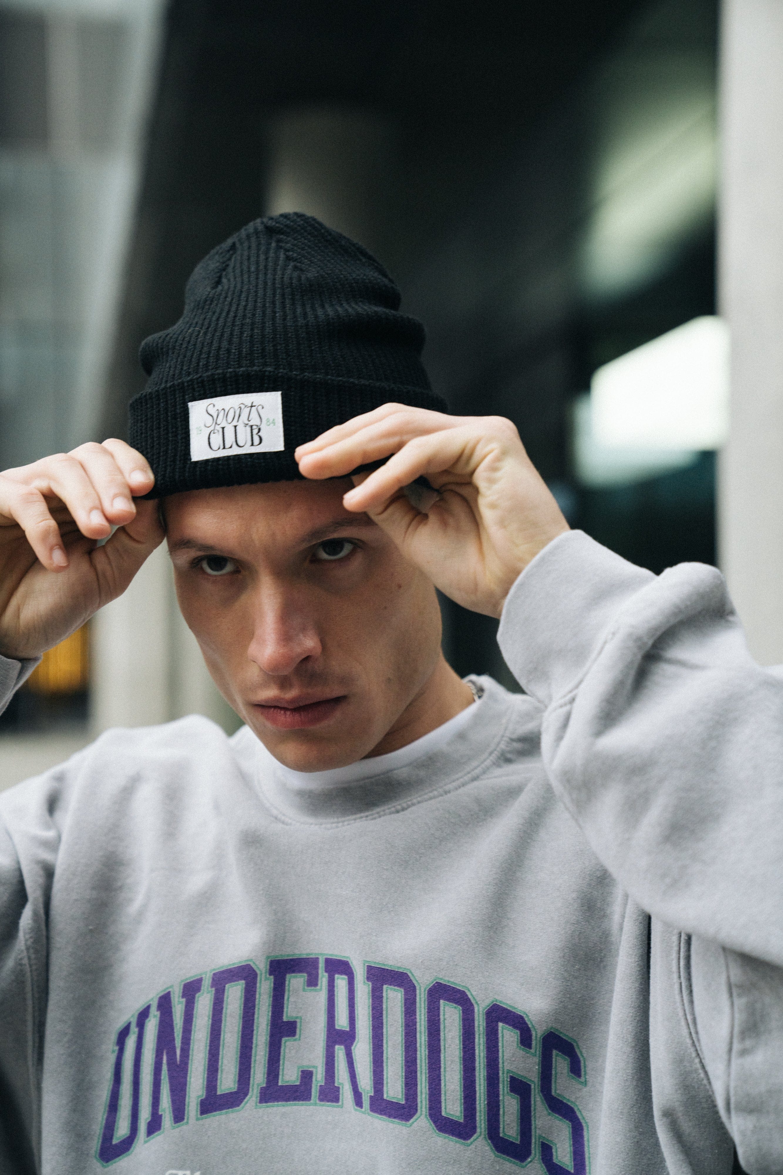Vice 84 Sports Club Ribbed Beanie - Black