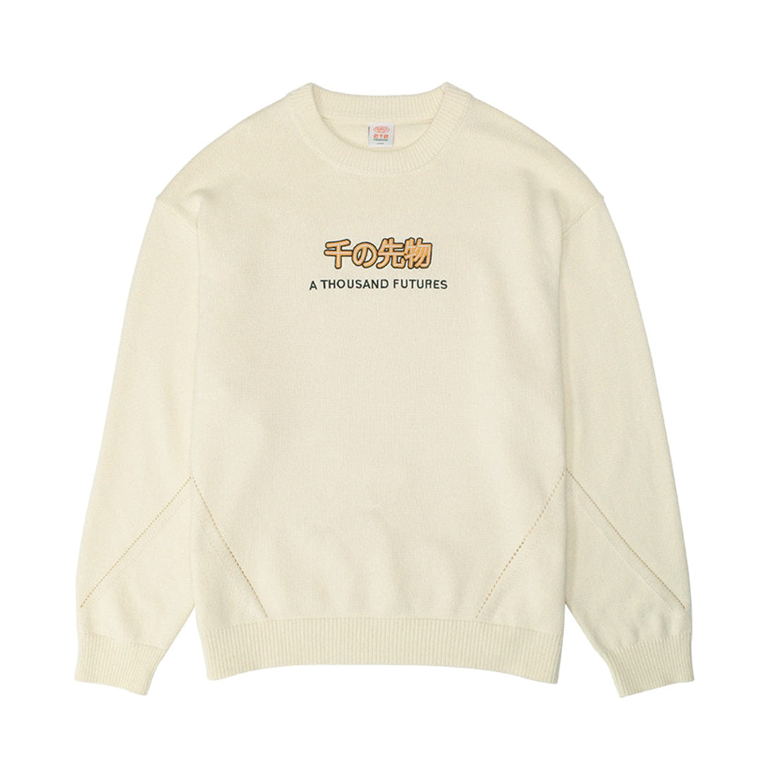 A Thousand Futures Logo Panel Knit Sweater - Cream