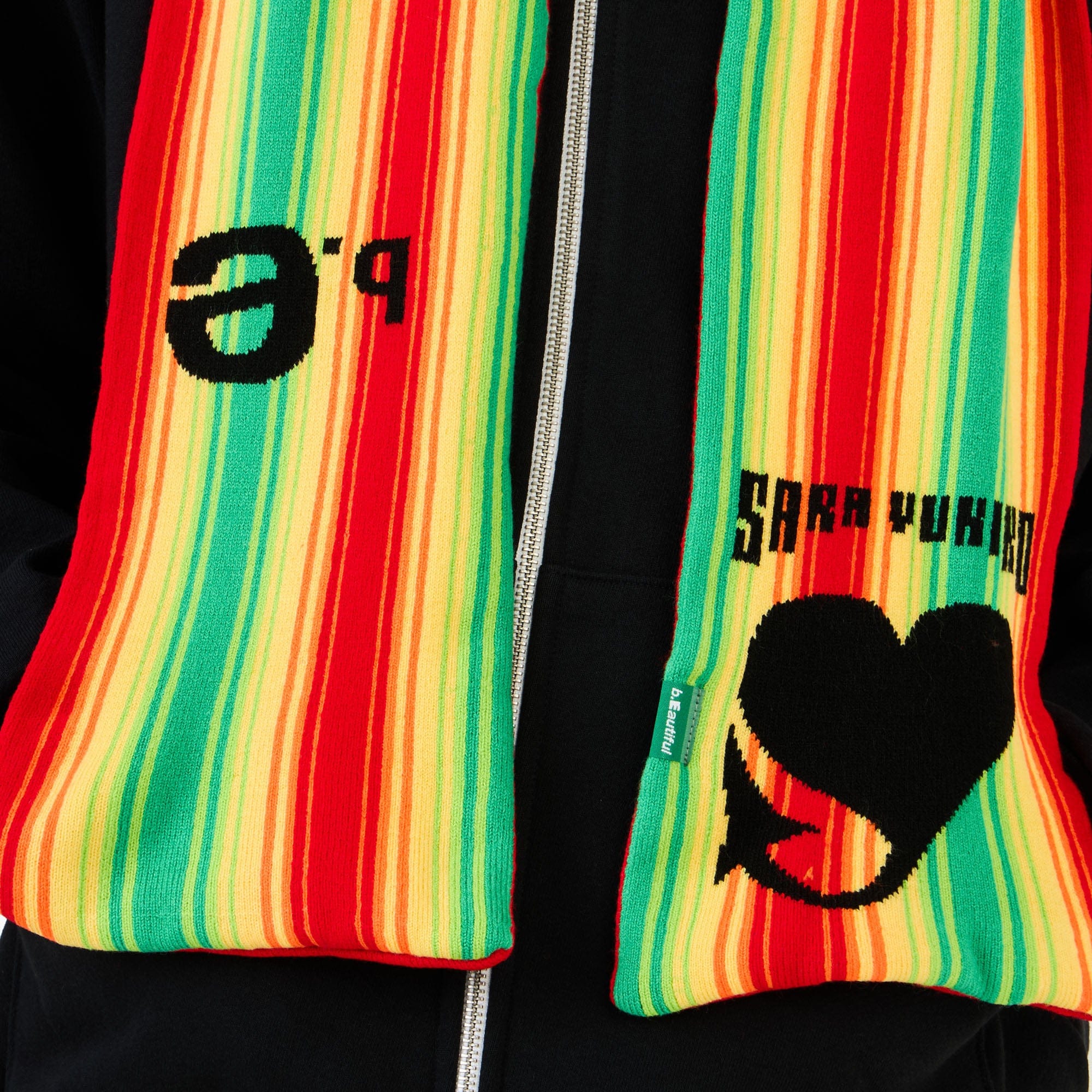 b.Eautiful x Sara Yukiko Infinity Knit Scarf Red / Rainbow