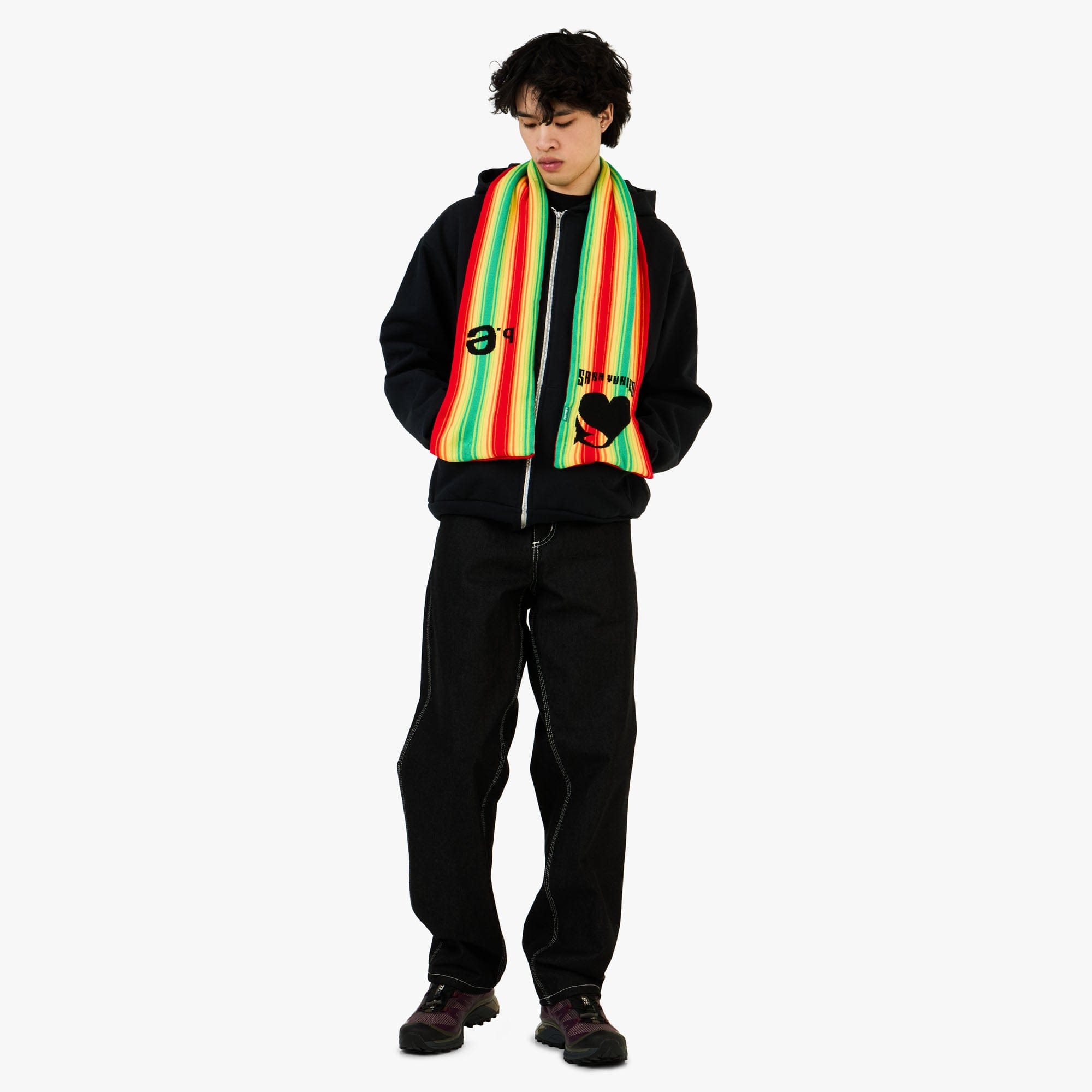 b.Eautiful x Sara Yukiko Infinity Knit Scarf Red / Rainbow