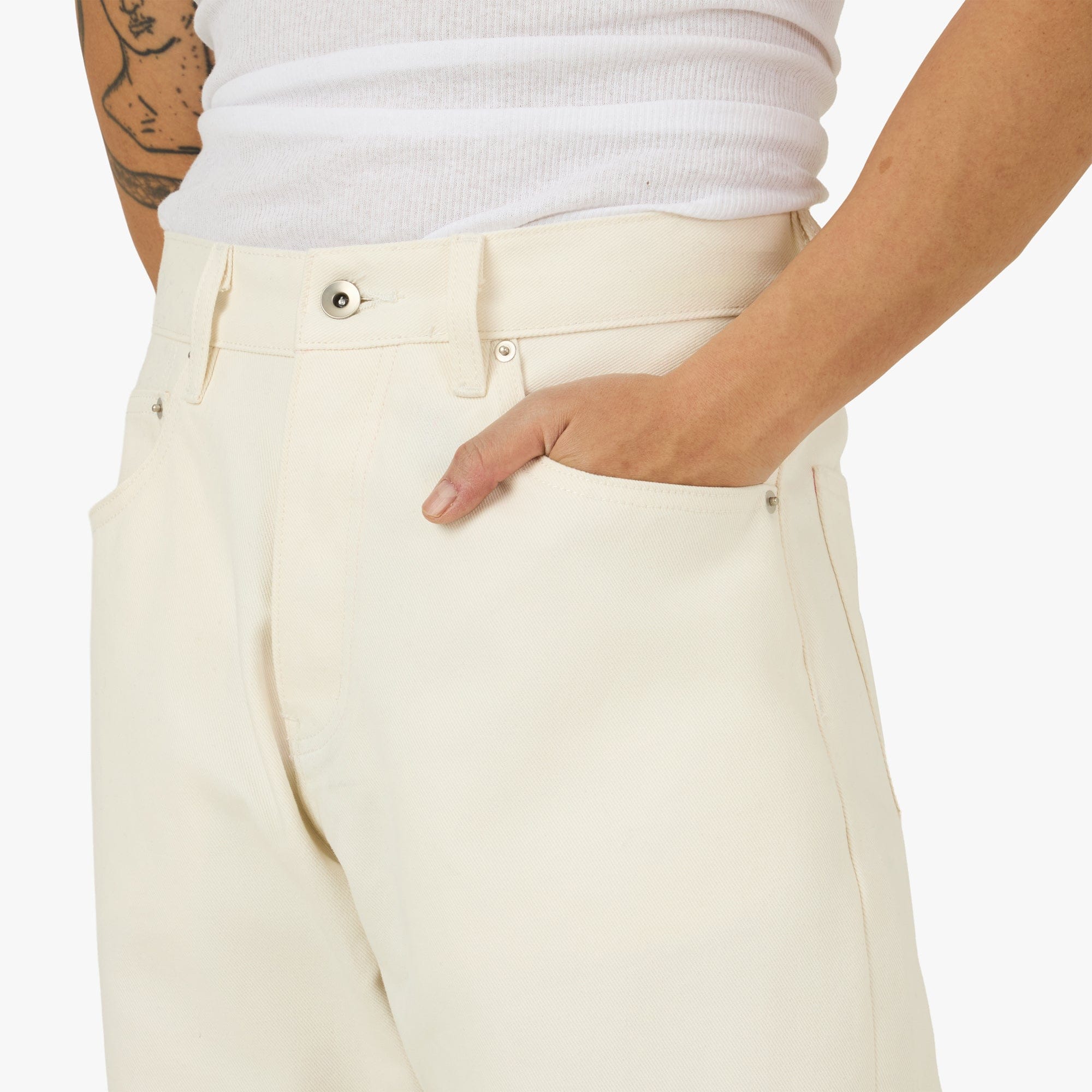 PlazaWorks Modern Wide 5 Pocket Jean / Off - White