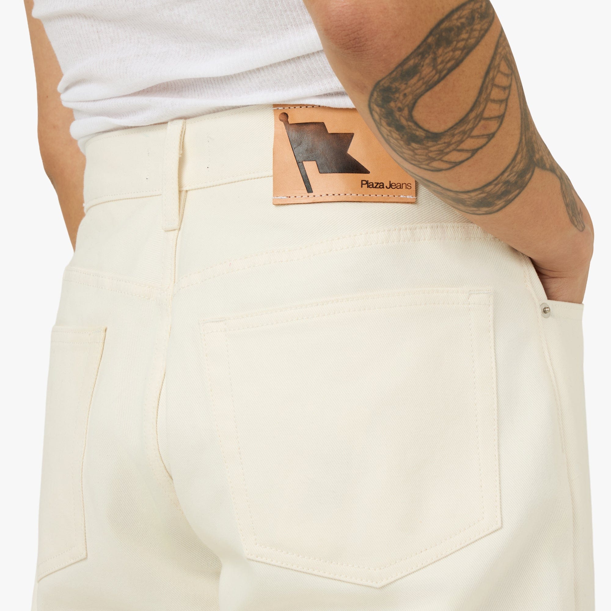 PlazaWorks Modern Wide 5 Pocket Jean / Off - White