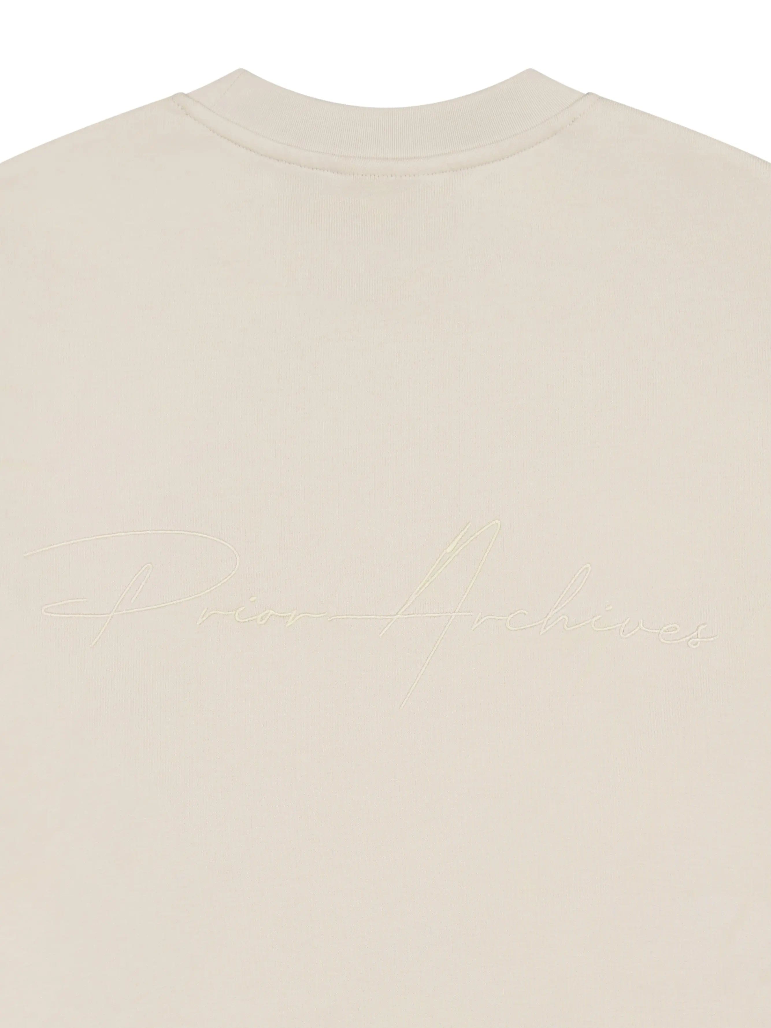 Prior Archives Prior Embroidery Logo Oversized T - shirt Bone