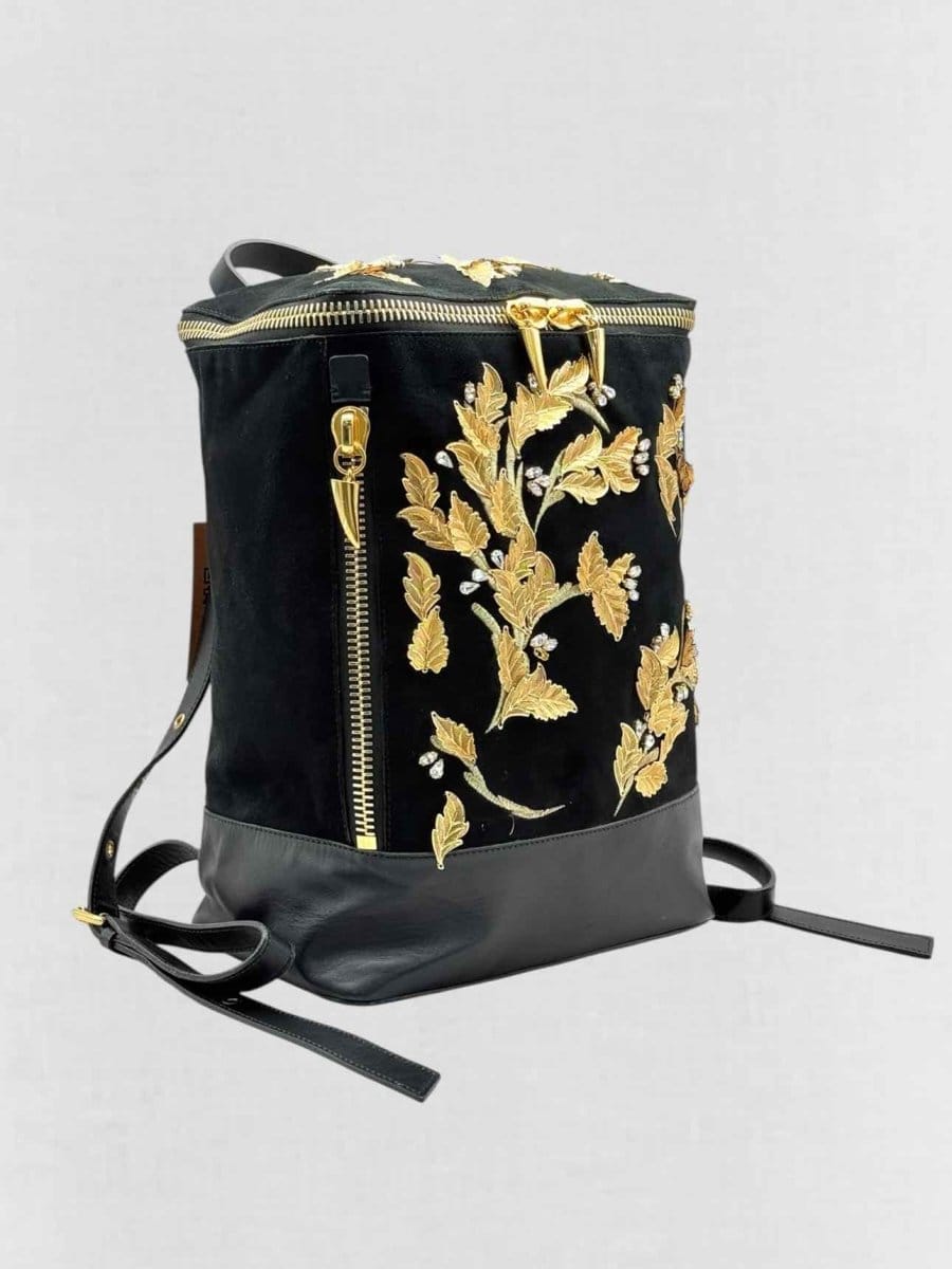 Guiseppe Zanotti Black & Gold Flower Backpack