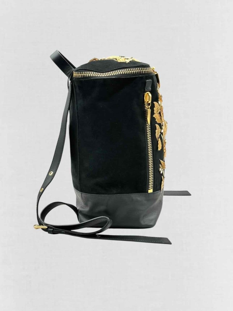 Guiseppe Zanotti Black & Gold Flower Backpack