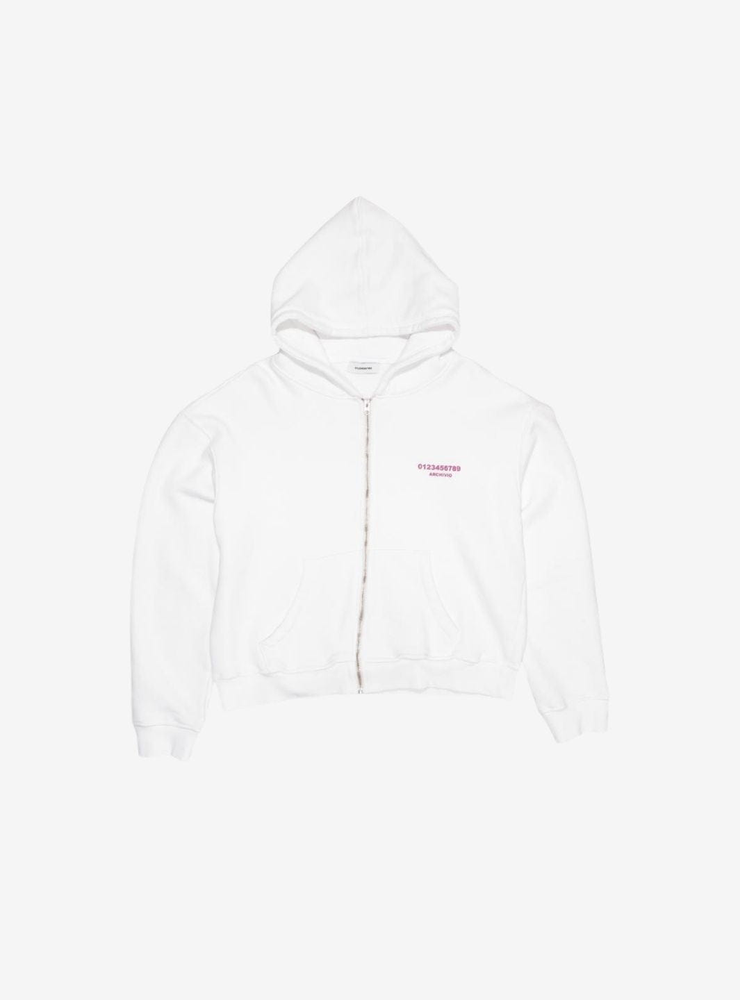 Numeri Archivio Zip Up Hooded Sweatshirt White Fuchsia