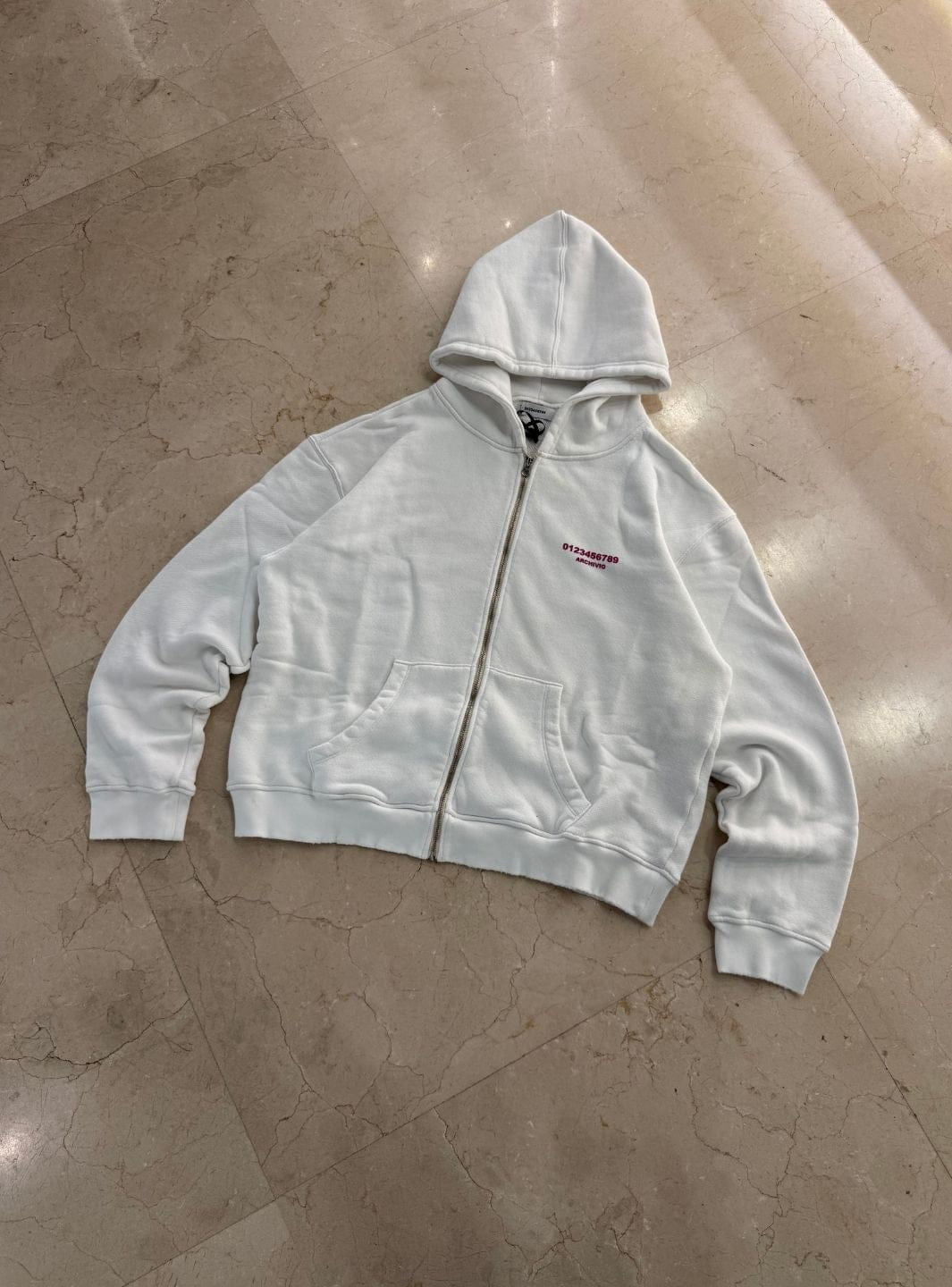 Numeri Archivio Zip Up Hooded Sweatshirt White Fuchsia