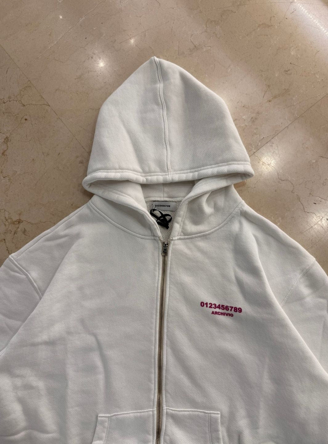 Numeri Archivio Zip Up Hooded Sweatshirt White Fuchsia