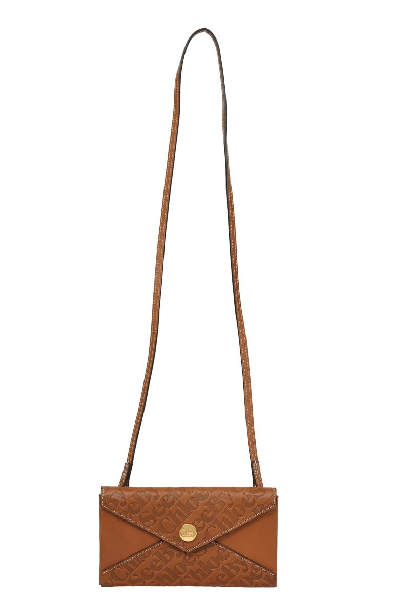 Monogram See By Chole Brown Monogram Embossed Wallet On Chain