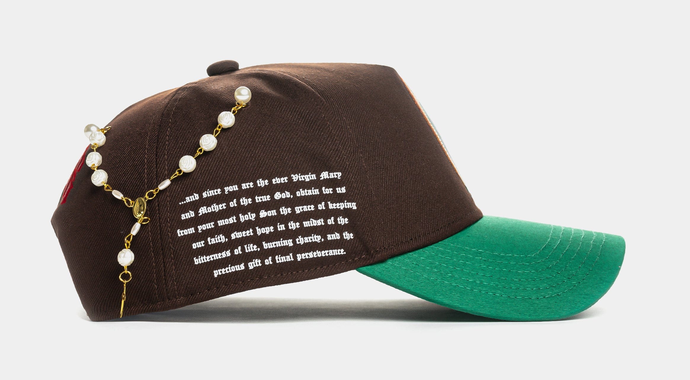 Maison Article Lady Guadalupe Snapback Mens Hat (Green/Brown)