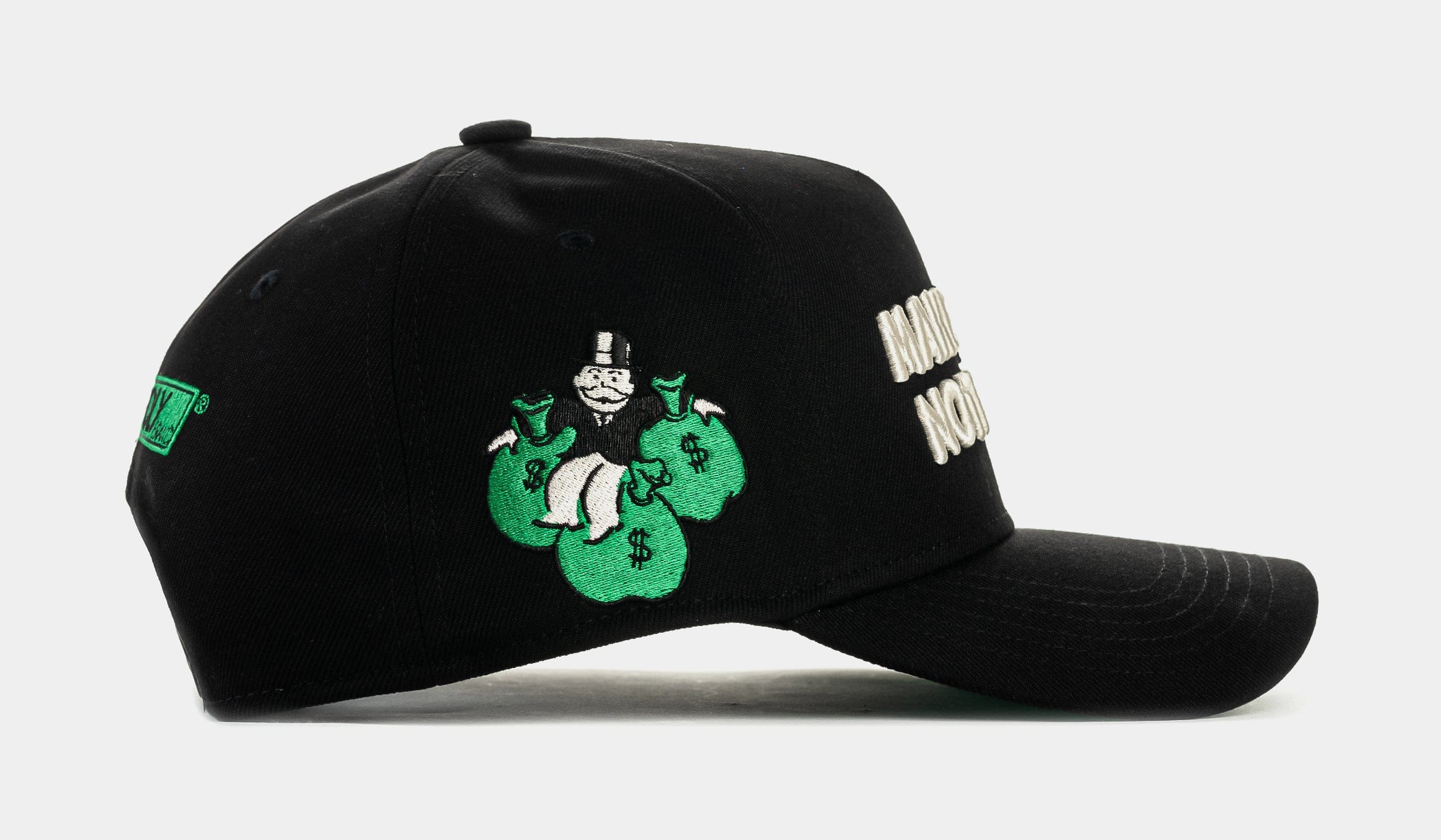 Monopoly x SP SP x Monopoly Make Money Not Friends Snapback Mens Hat (Black/Green)