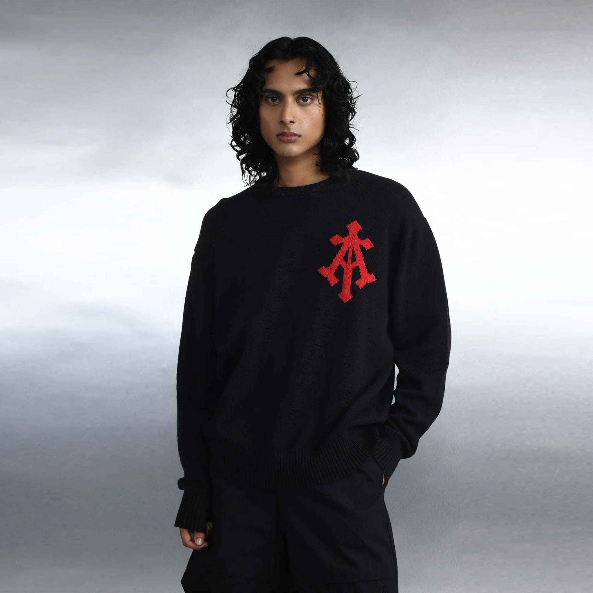 Almost Gods Alpha Cross Knit Sweater (Black)