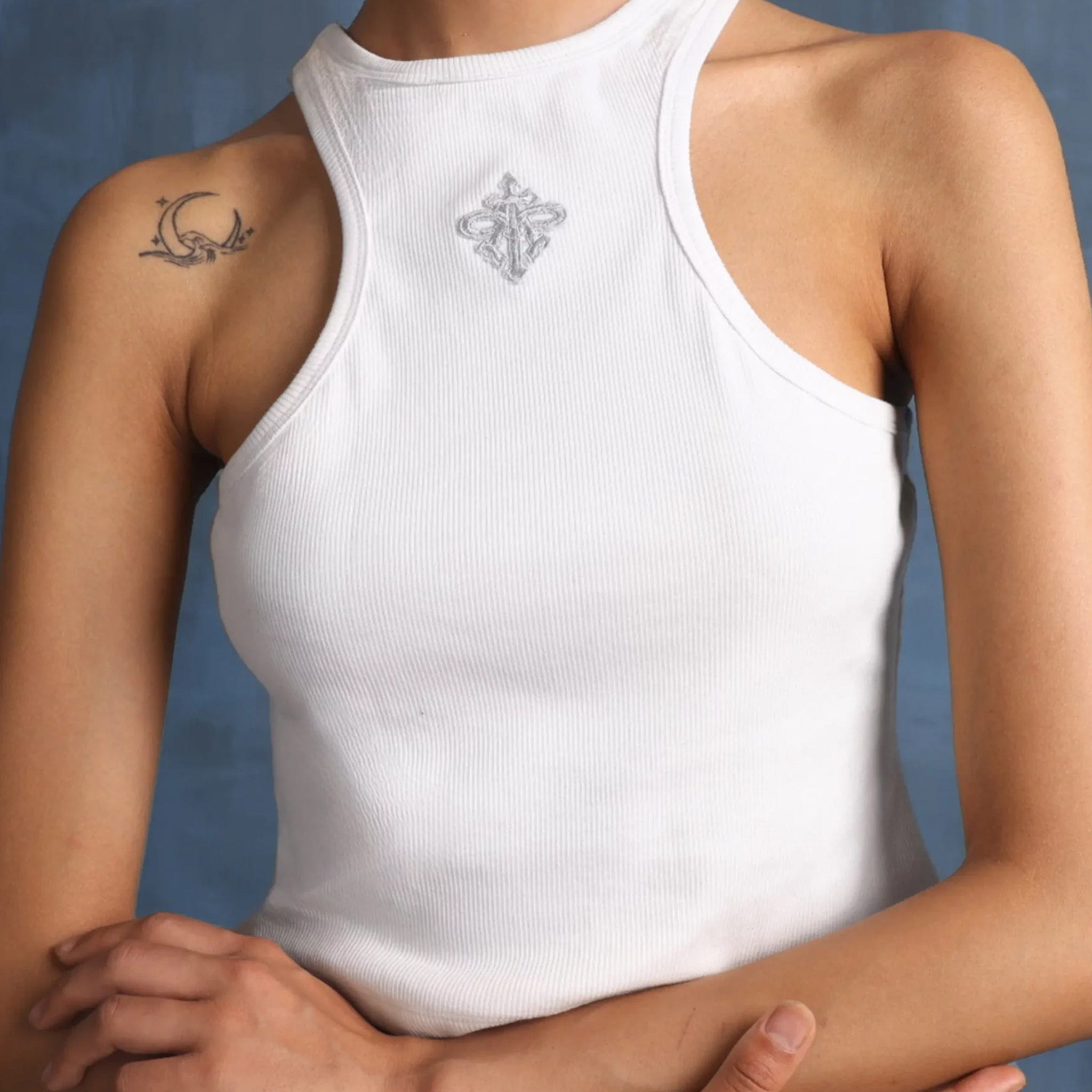 Almost Gods Alpha Cross Ribbed Tank Top (White)