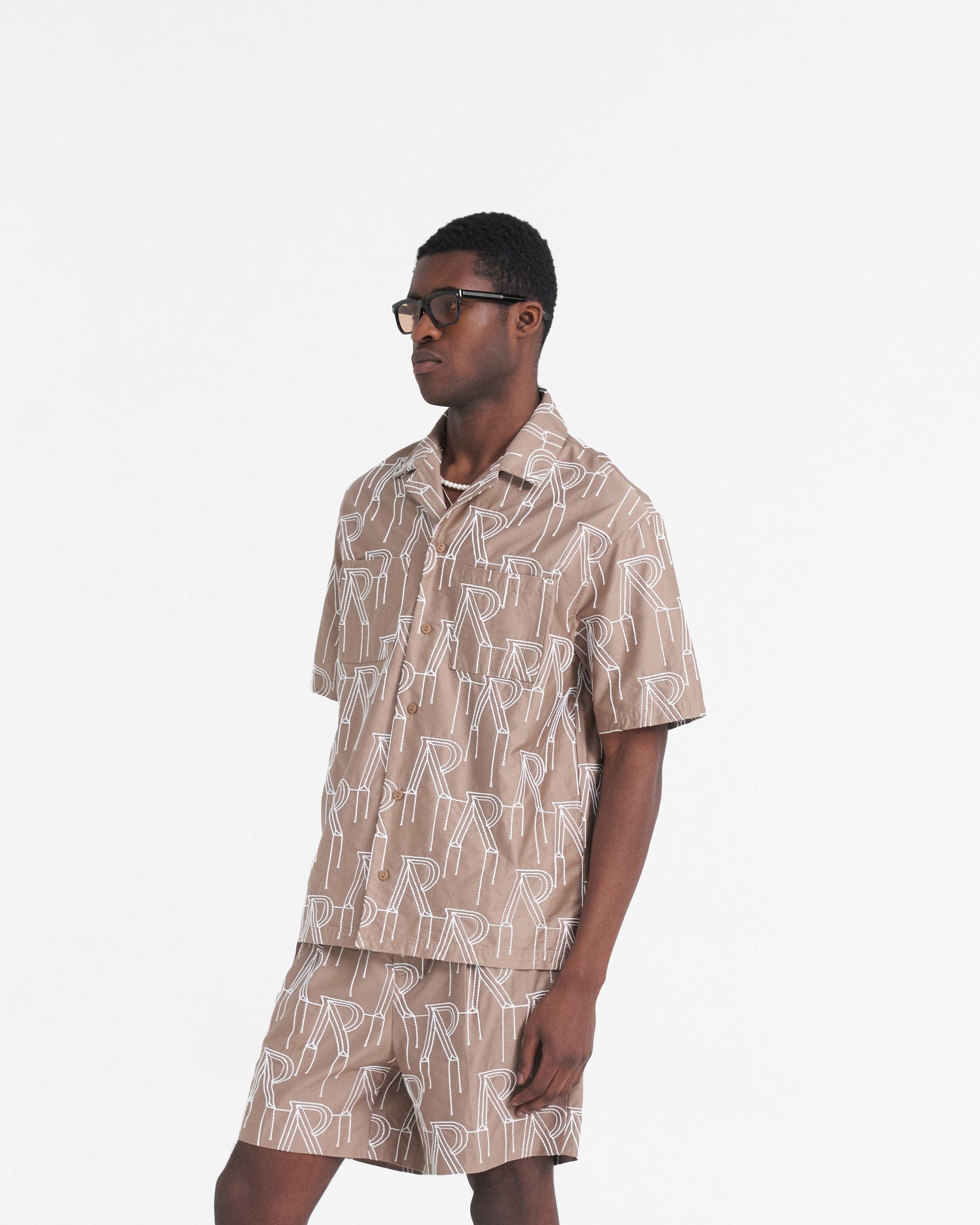 SS24 Embroidered Initial Overshirt - Washed Taupe