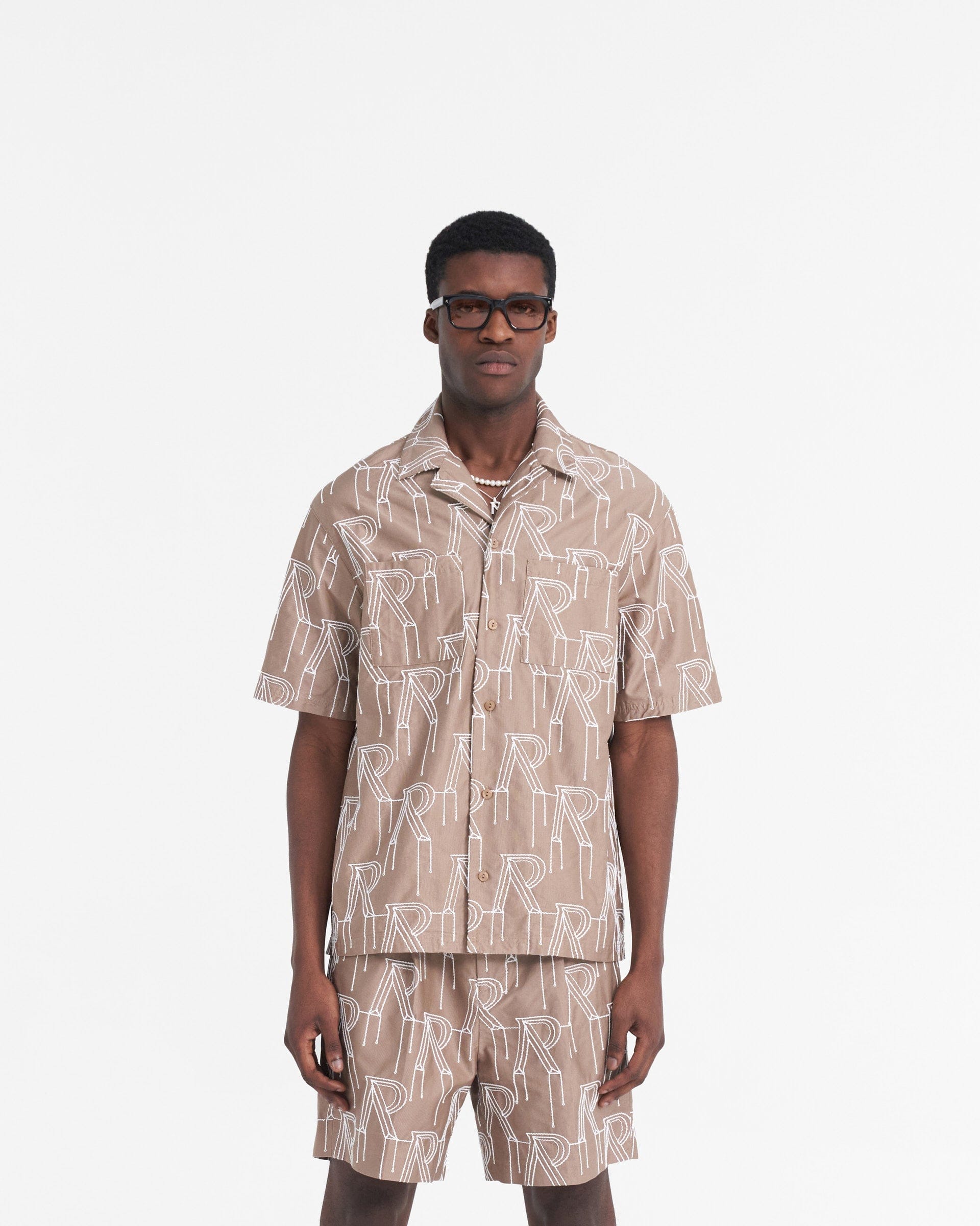 SS24 Embroidered Initial Overshirt - Washed Taupe