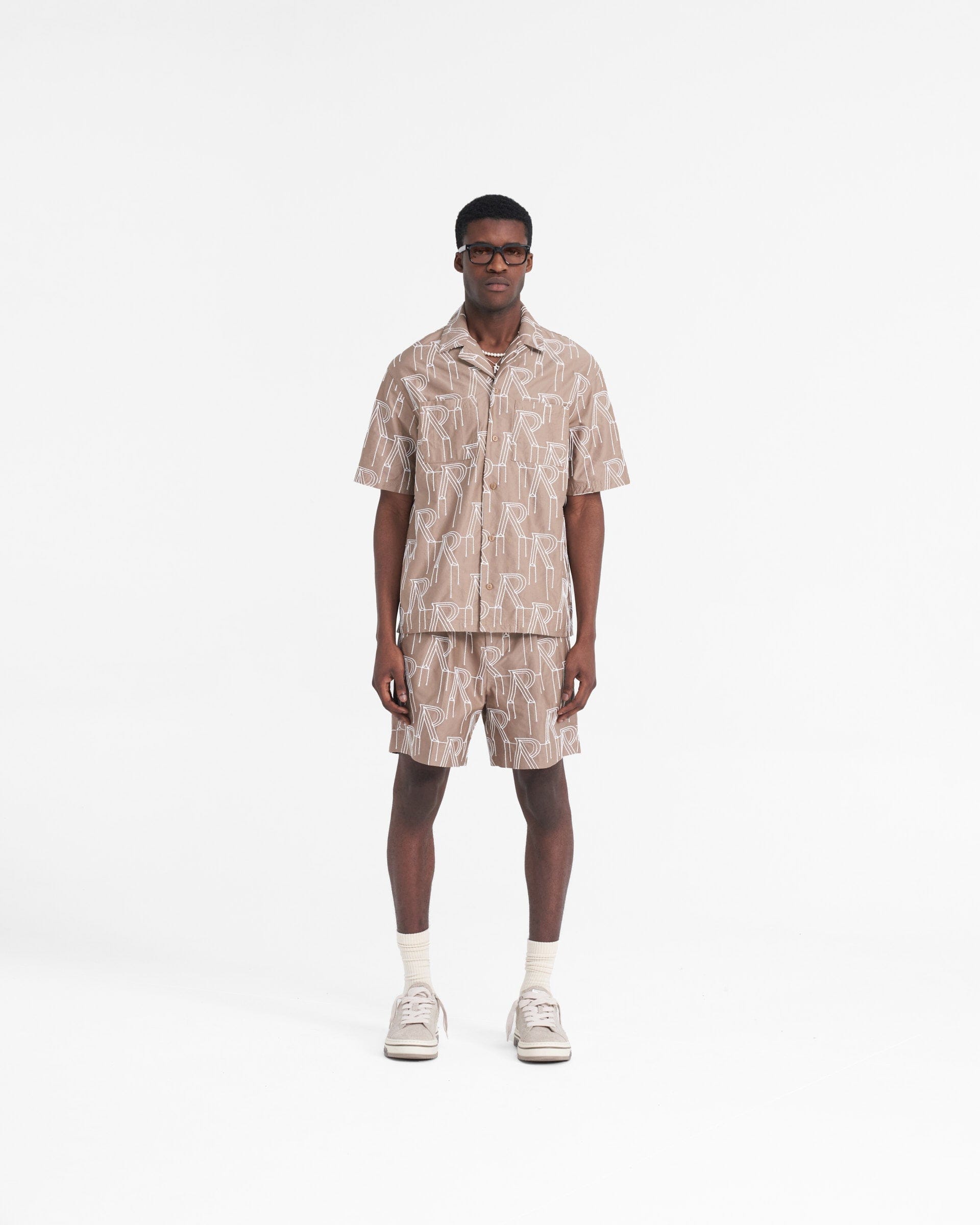 SS24 Embroidered Initial Overshirt - Washed Taupe