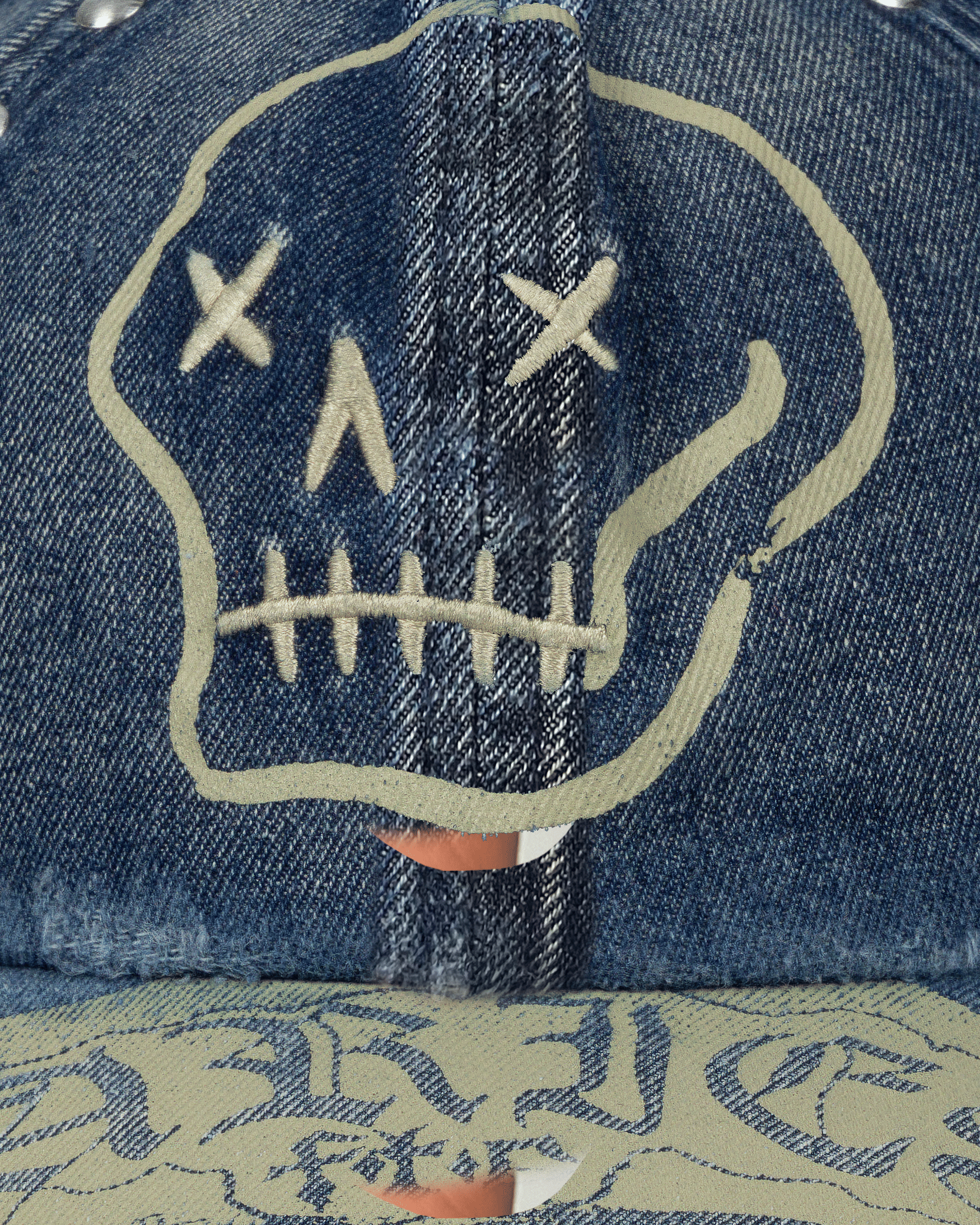 Aries Arise Studded Mega Graphic Denim Cap