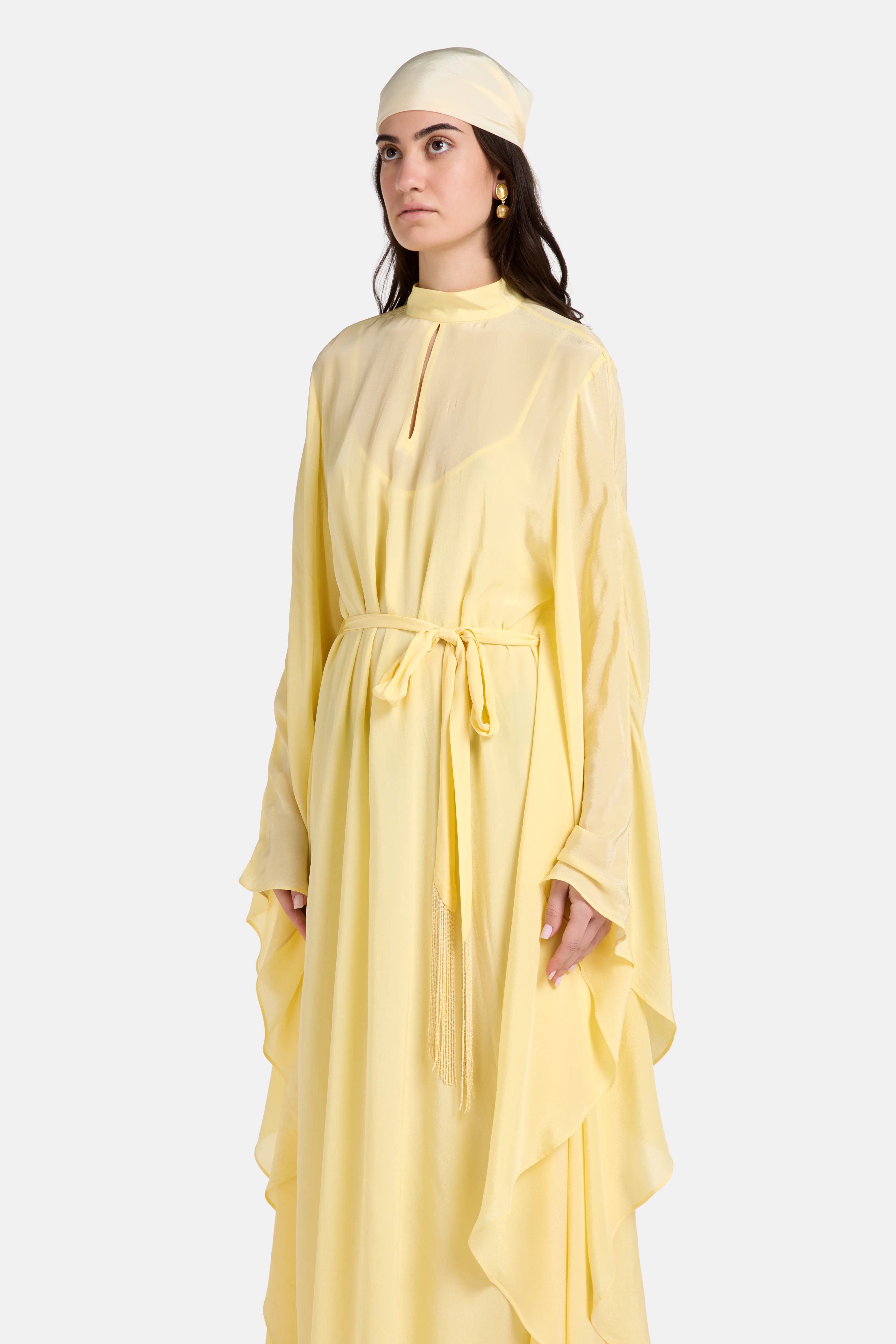 Hemant & Nandita Belted Kaftan With Tie Up in Yellow