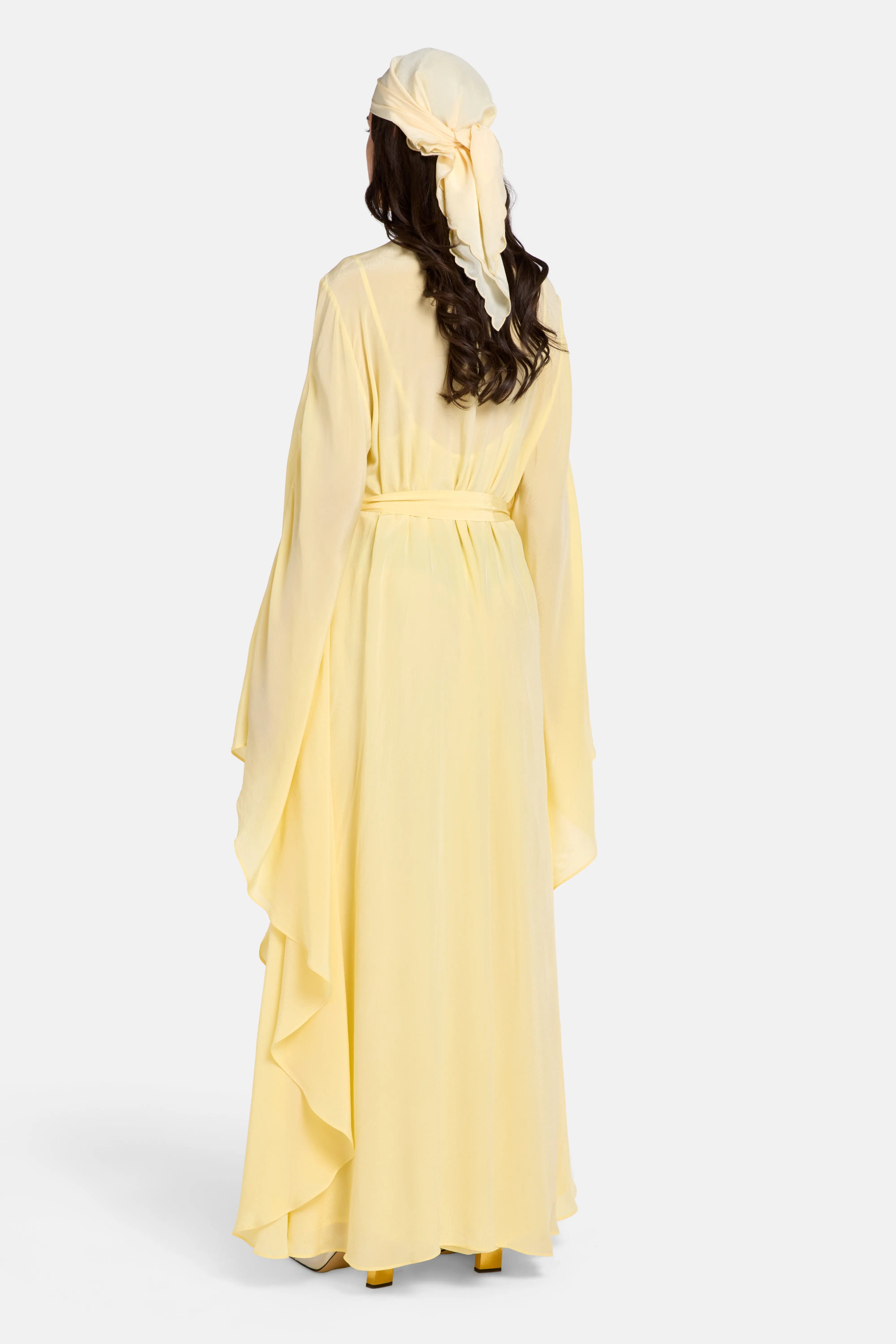 Hemant & Nandita Belted Kaftan With Tie Up in Yellow