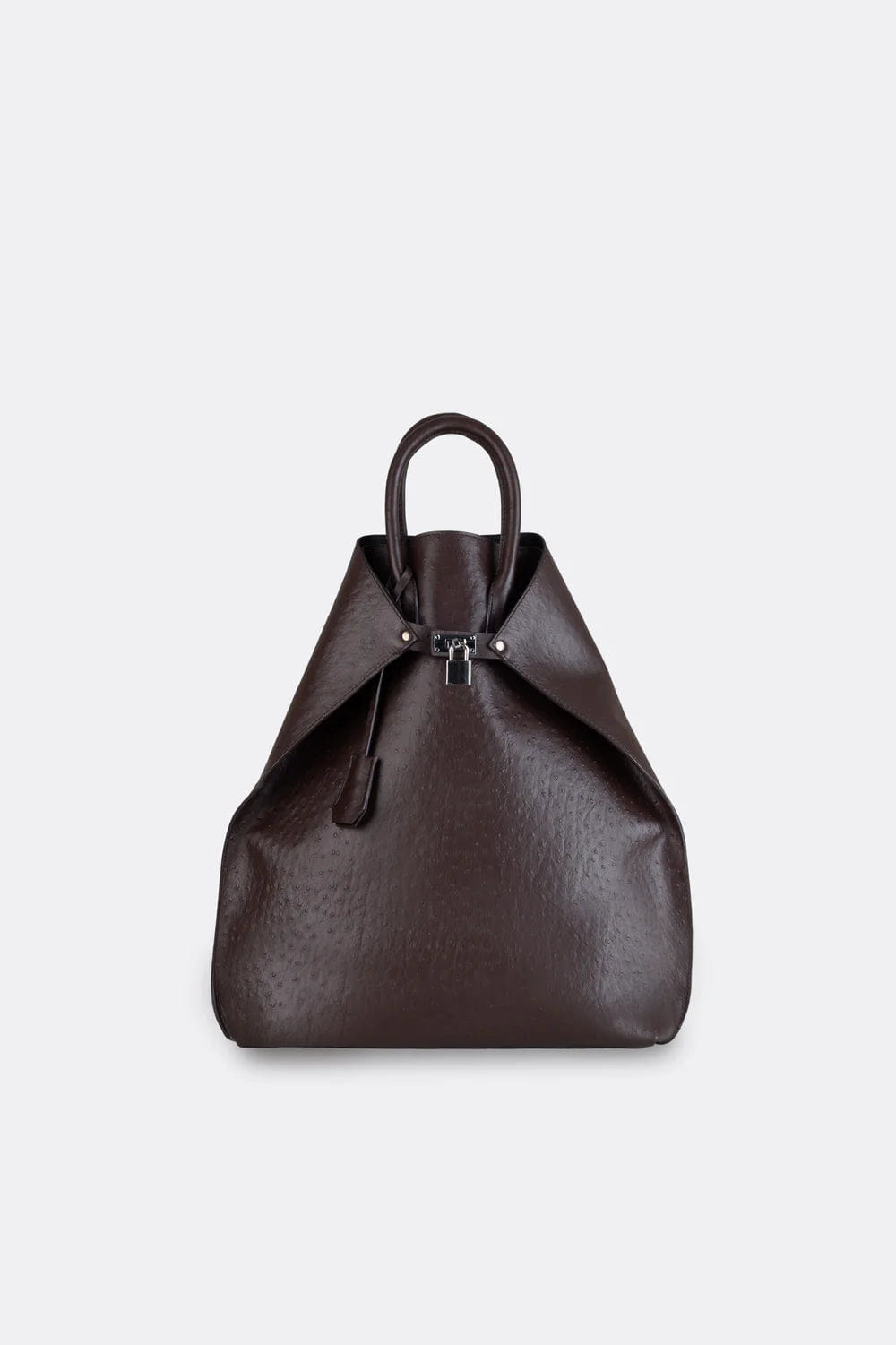 Aesthetic Pleasure Closer Embossed Ostrich Leather Backpack in Brown