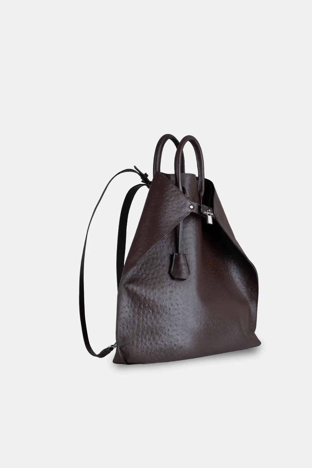 Aesthetic Pleasure Closer Embossed Ostrich Leather Backpack in Brown