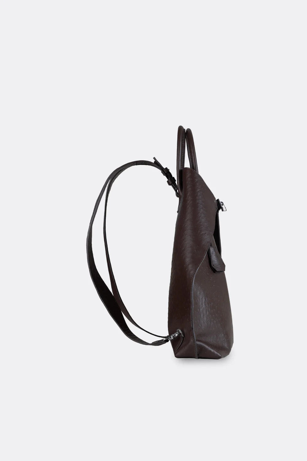 Aesthetic Pleasure Closer Embossed Ostrich Leather Backpack in Brown