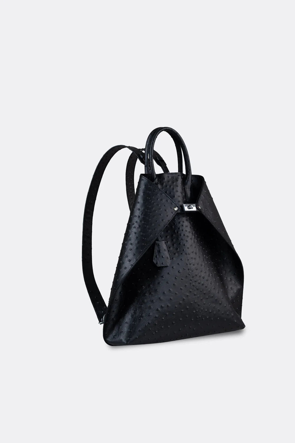Aesthetic Pleasure Closer Embossed Ostrich Leather Backpack in Black