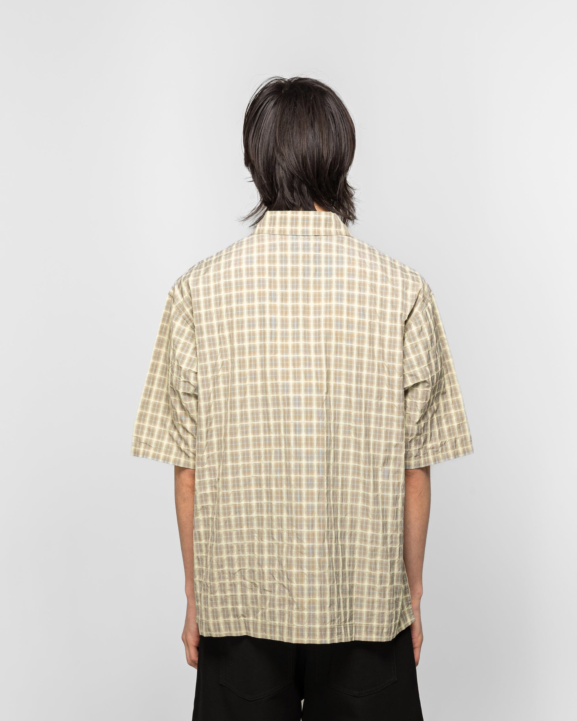 Metalwood Oversized Snap Top Polo - Tan Plaid