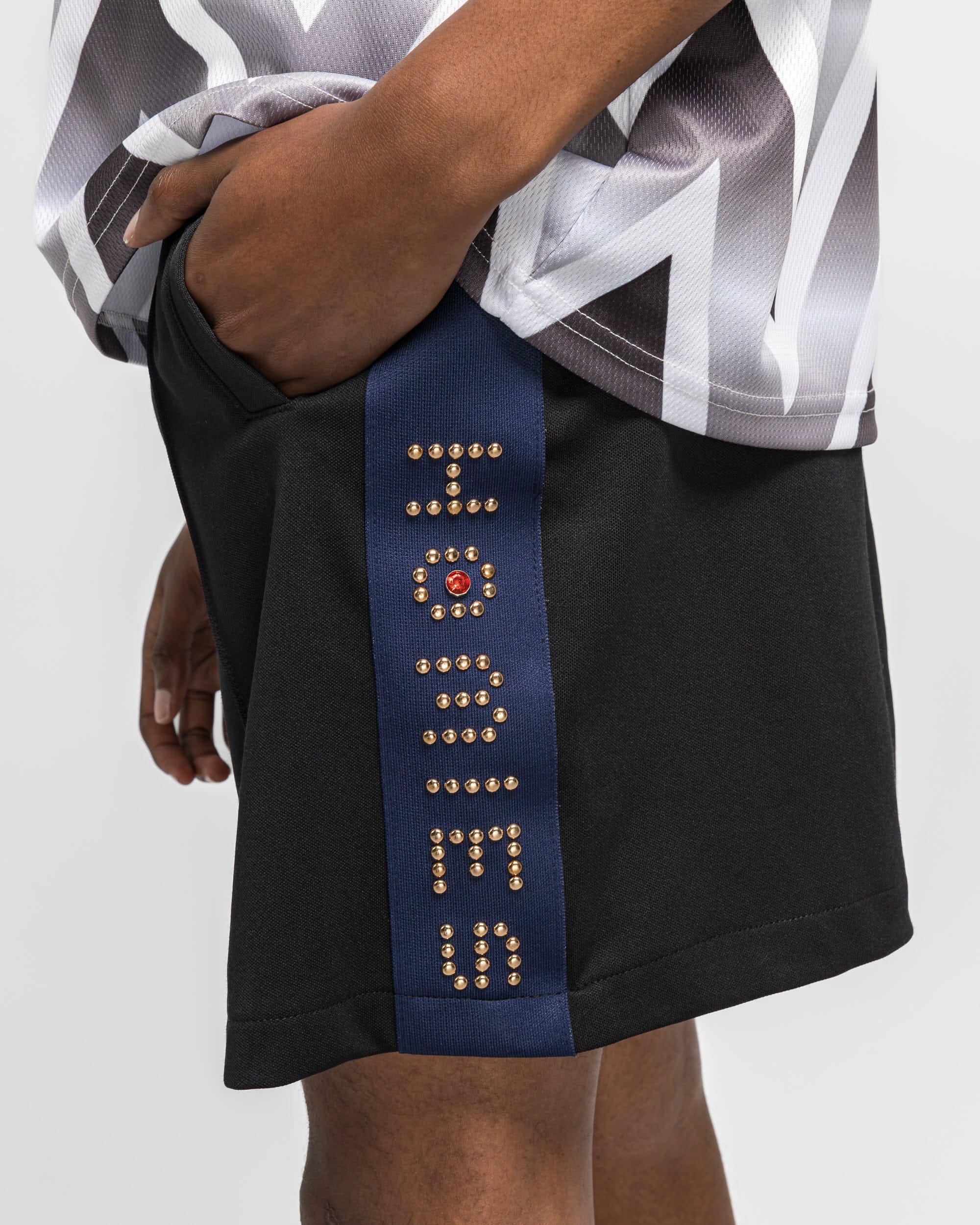 For The Homies Studded Track Short - Black