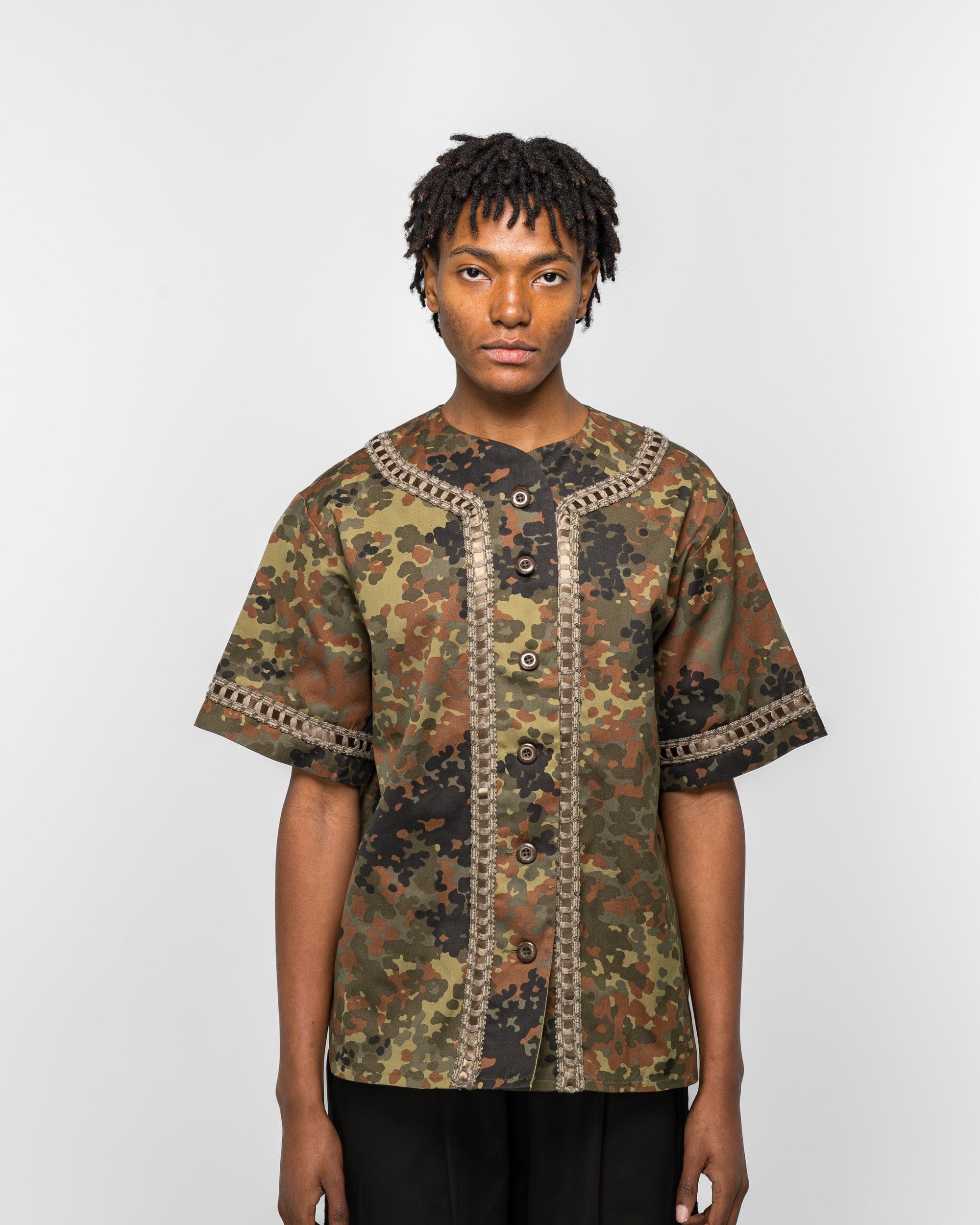 For The Homies Braided Baseball Shirt - Camo