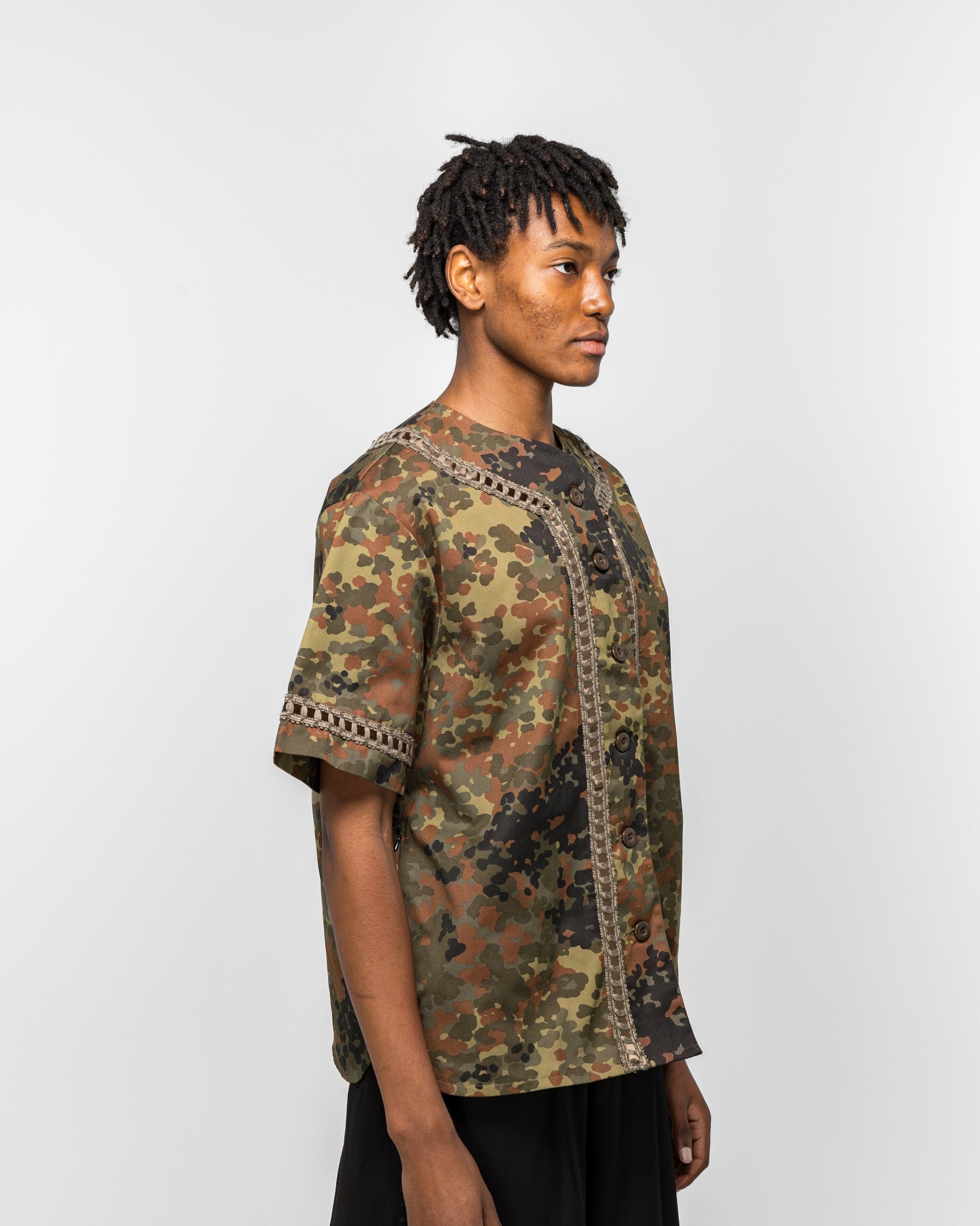 For The Homies Braided Baseball Shirt - Camo