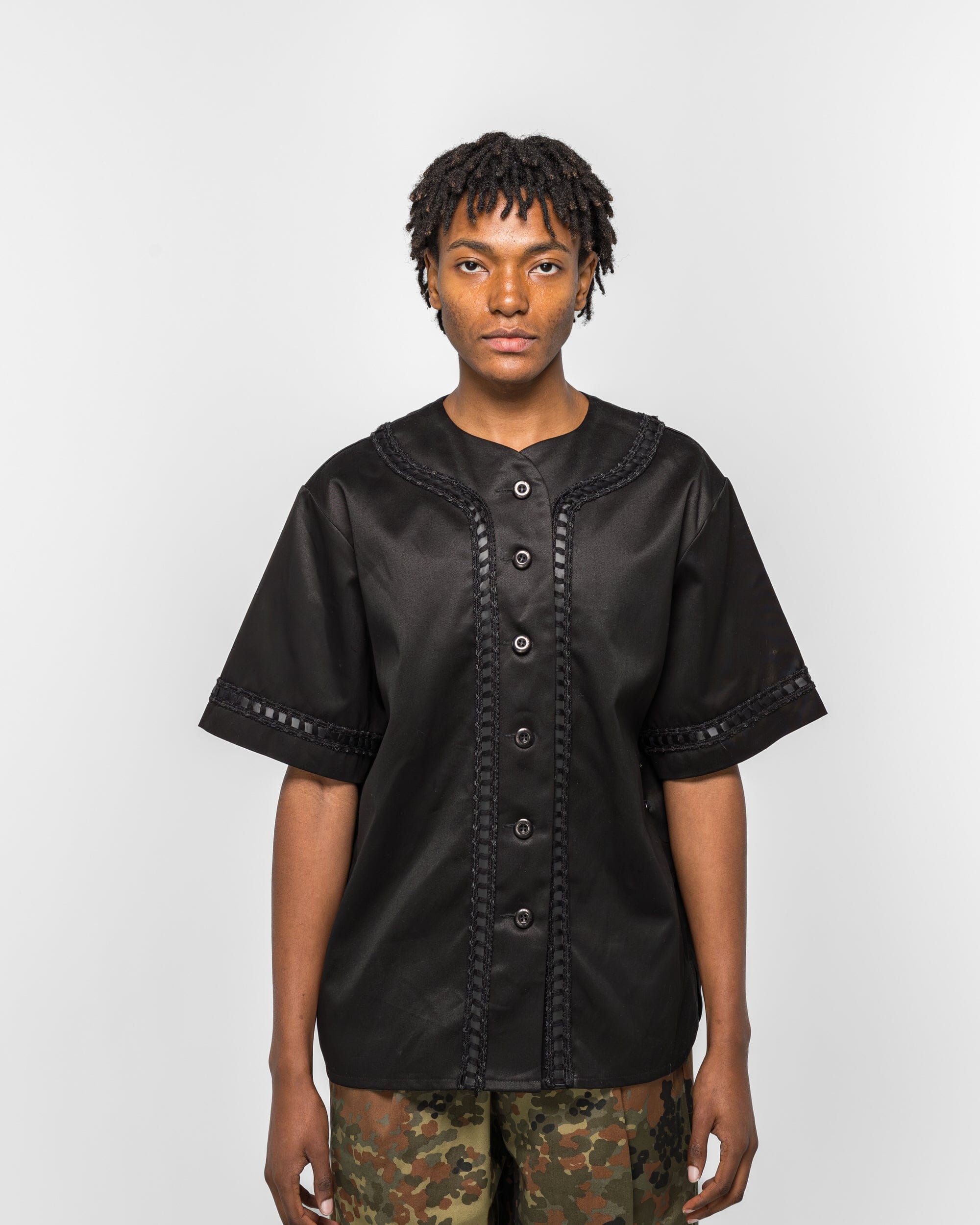 For The Homies Braided Baseball Shirt - Black