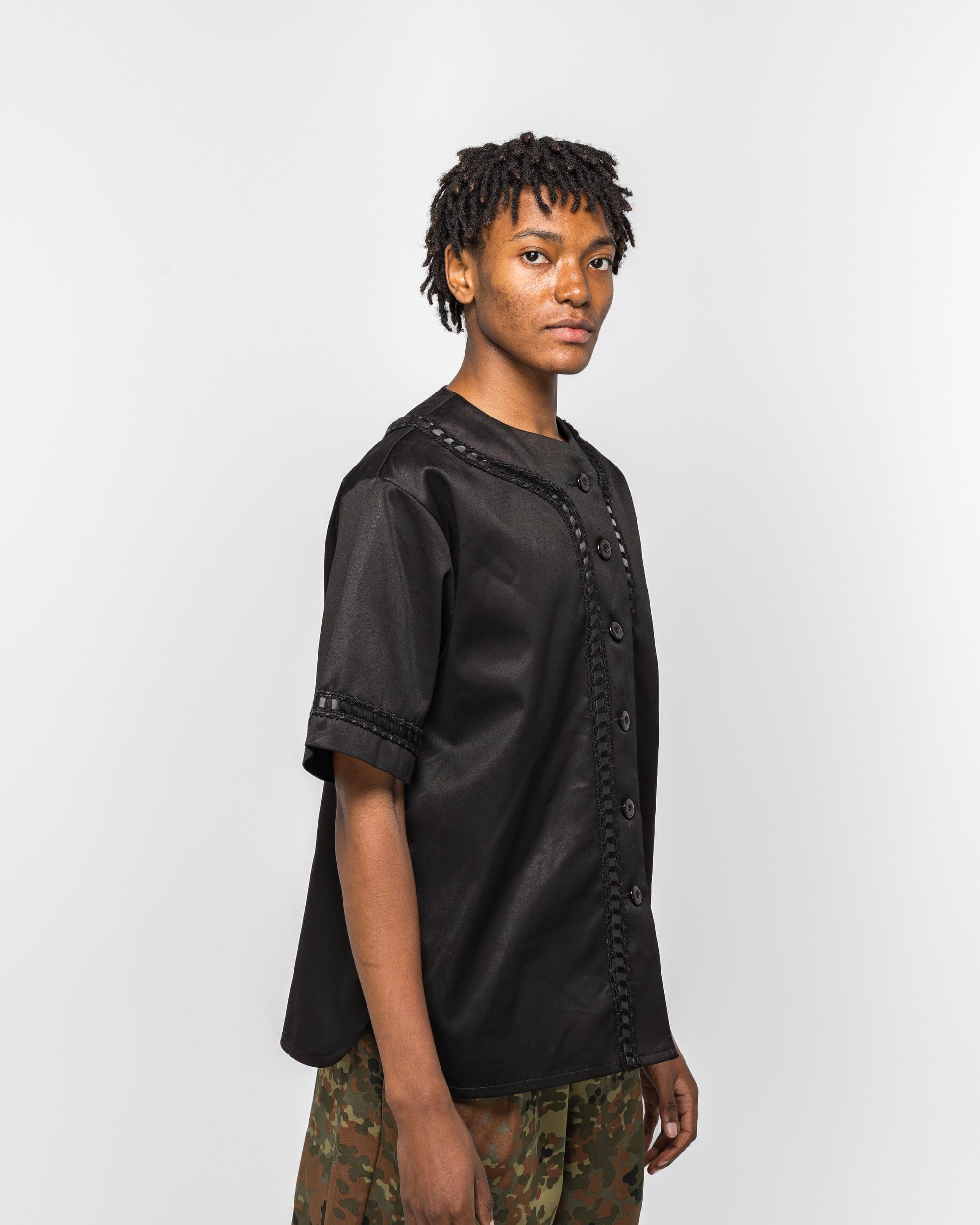For The Homies Braided Baseball Shirt - Black