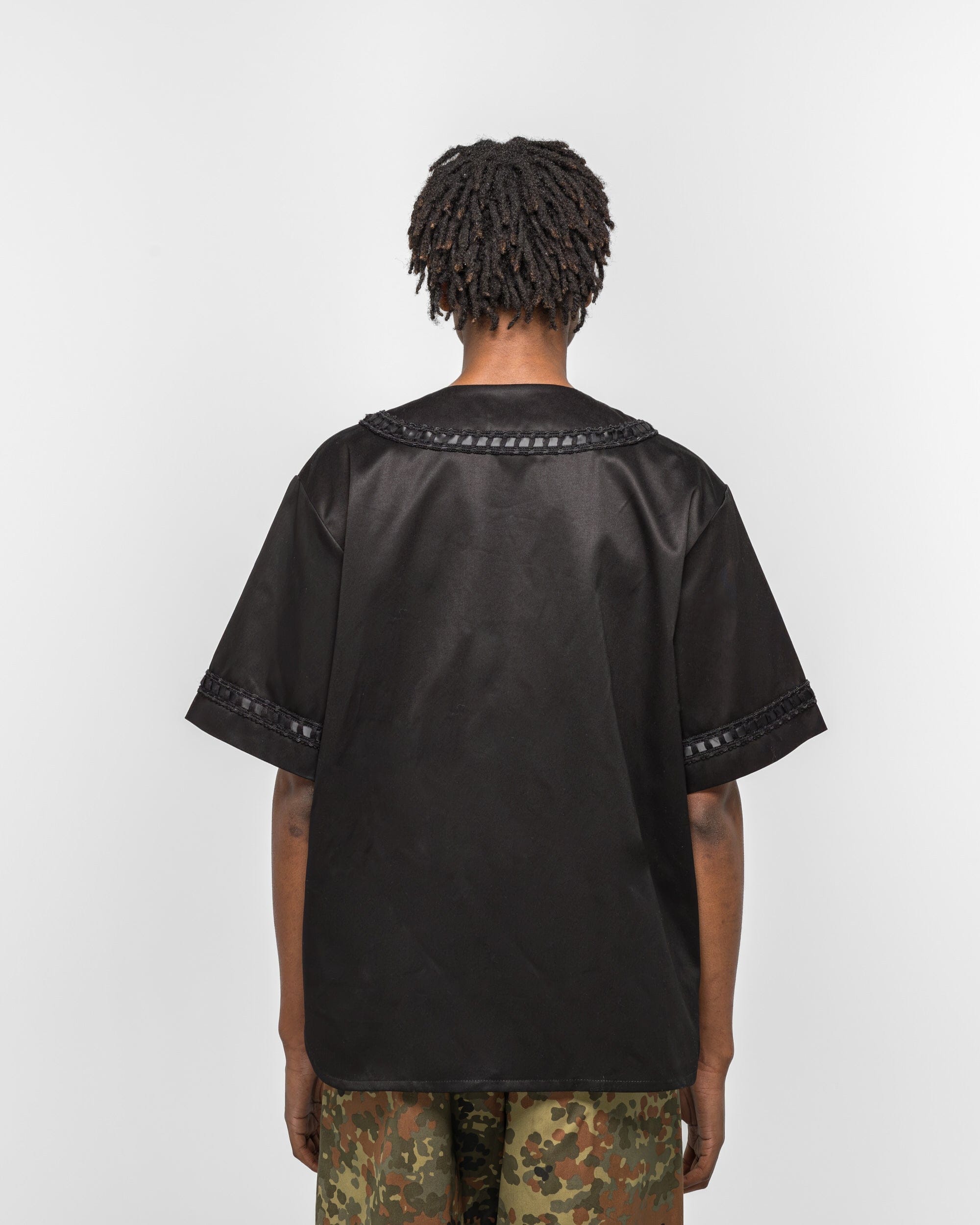 For The Homies Braided Baseball Shirt - Black