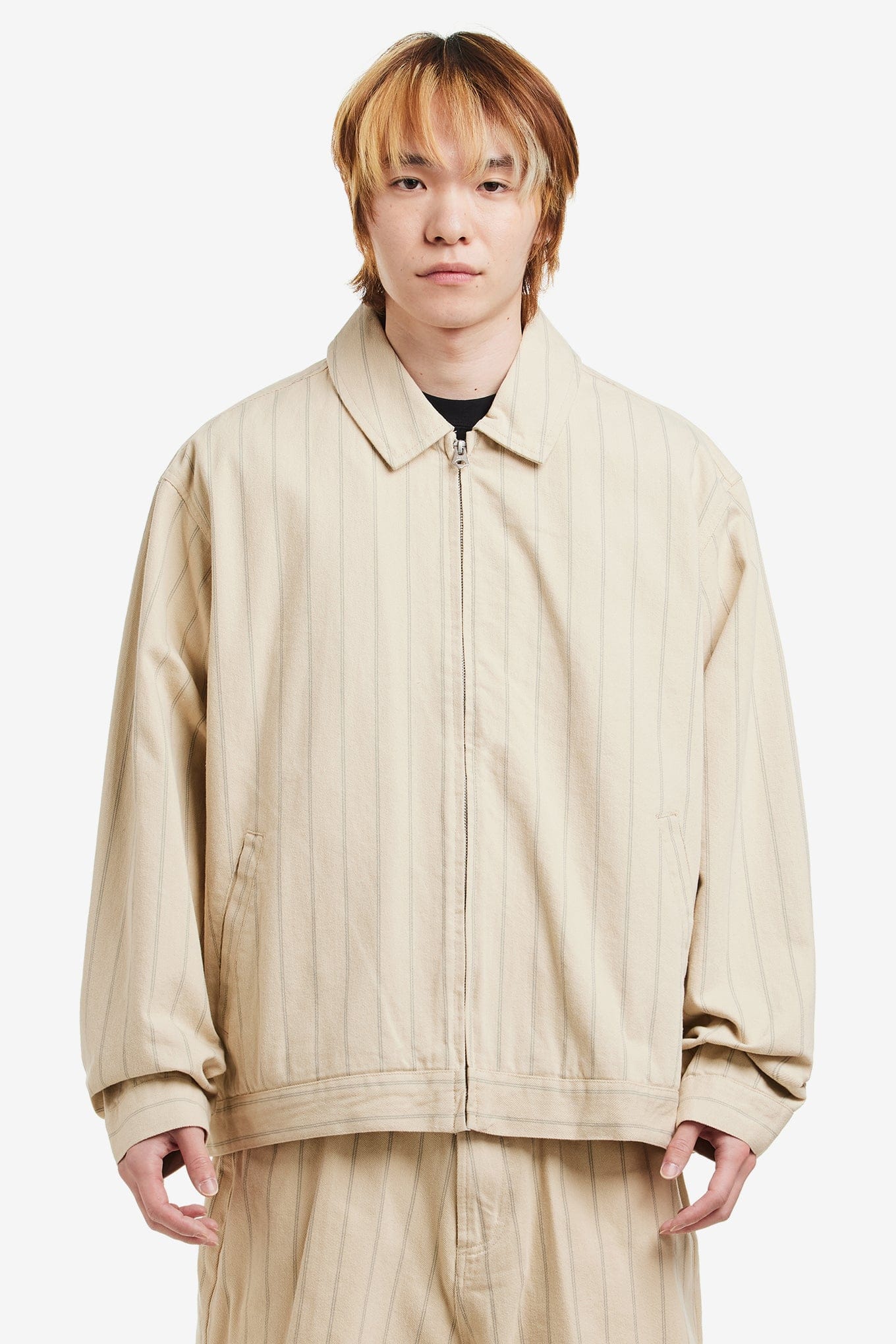 OBEY STRIPE ZIP UP JACKET