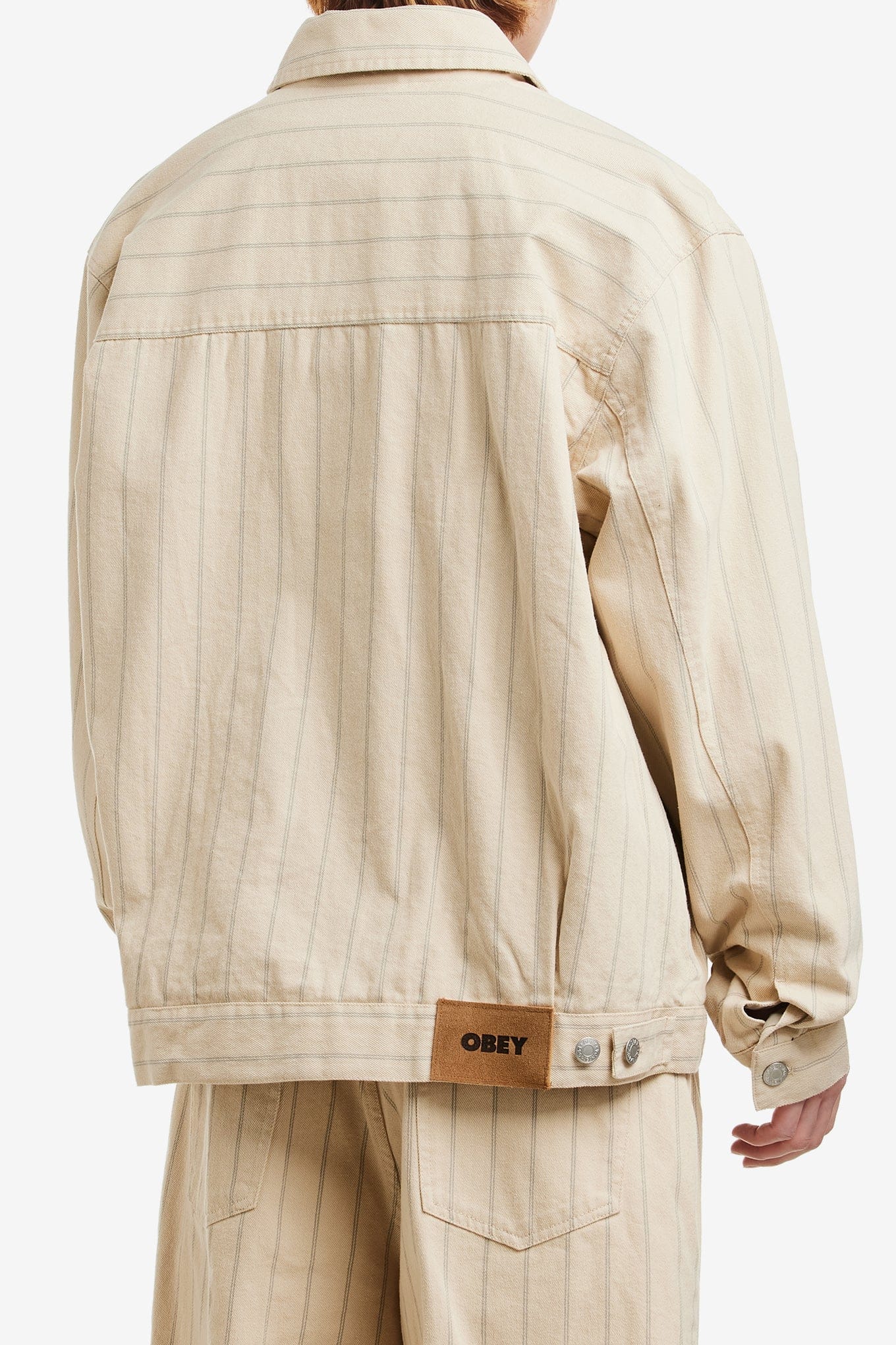 OBEY STRIPE ZIP UP JACKET