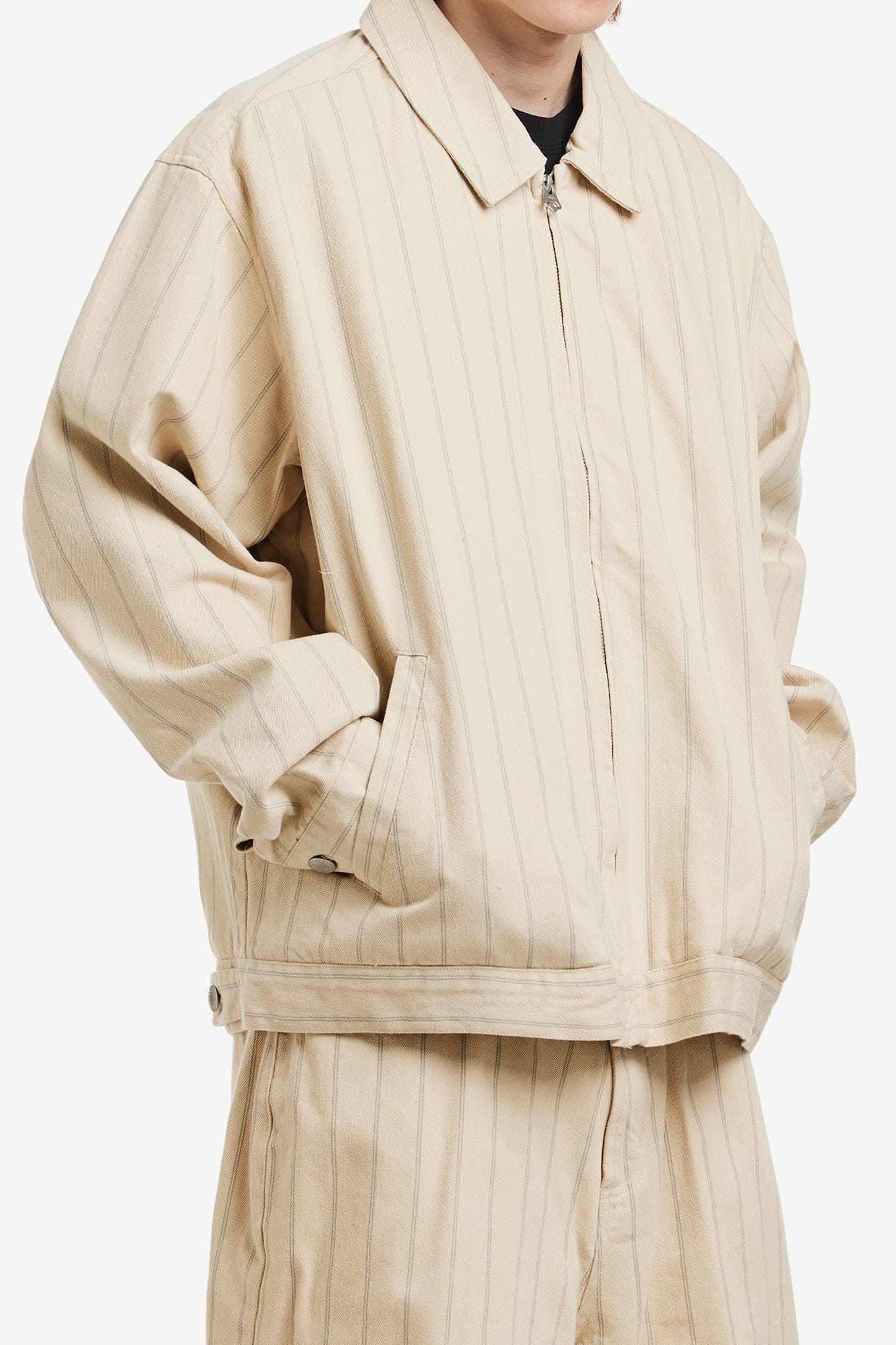 OBEY STRIPE ZIP UP JACKET