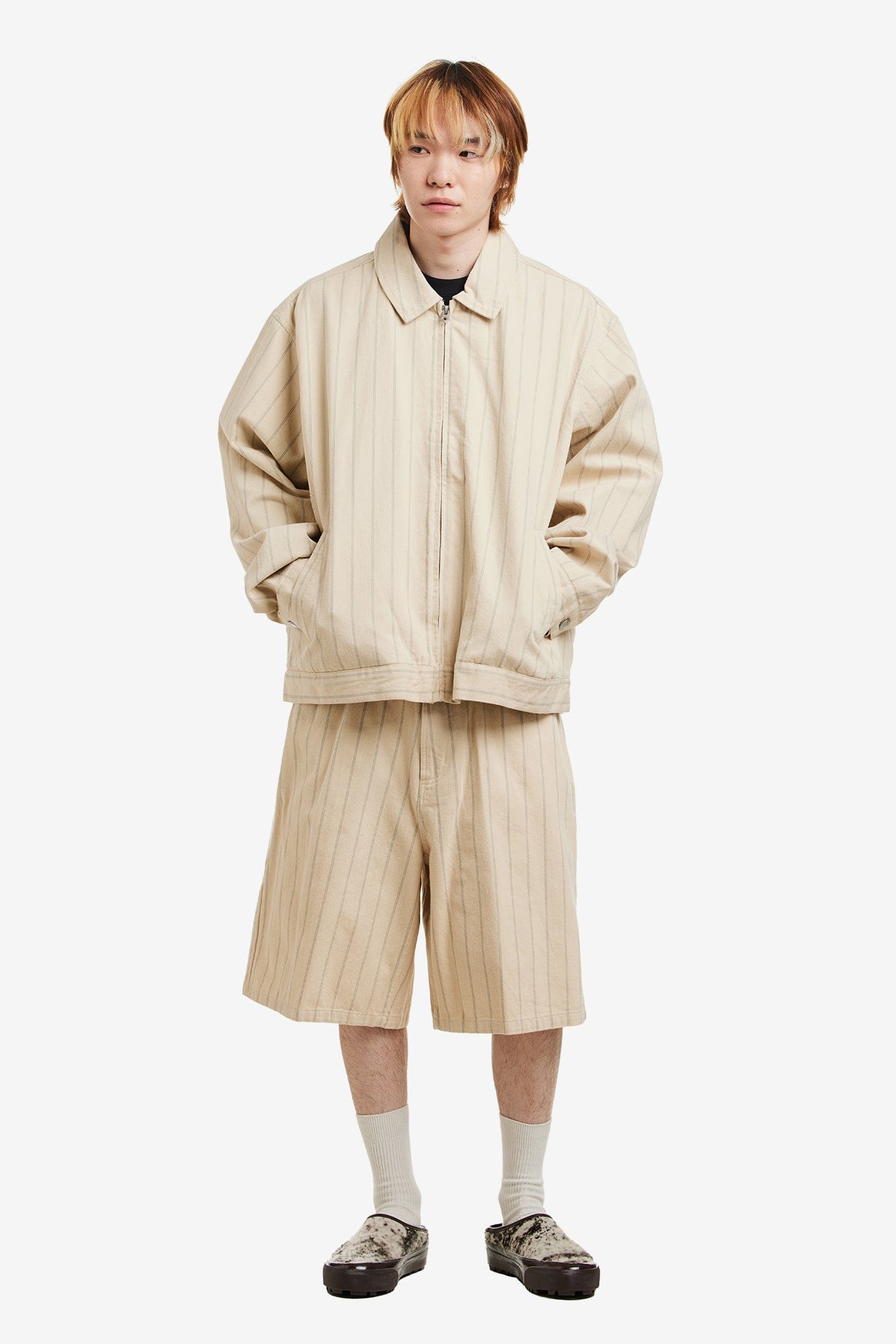 OBEY STRIPE ZIP UP JACKET