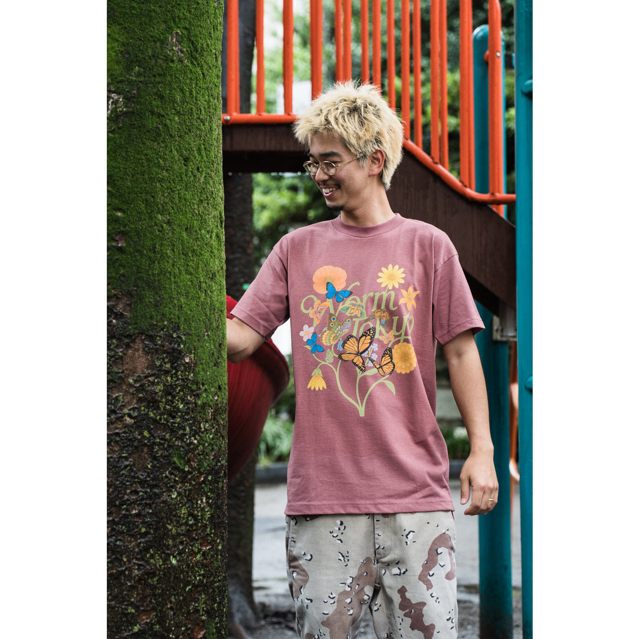 Logo WORM T - shirt Botanical Logo Pink