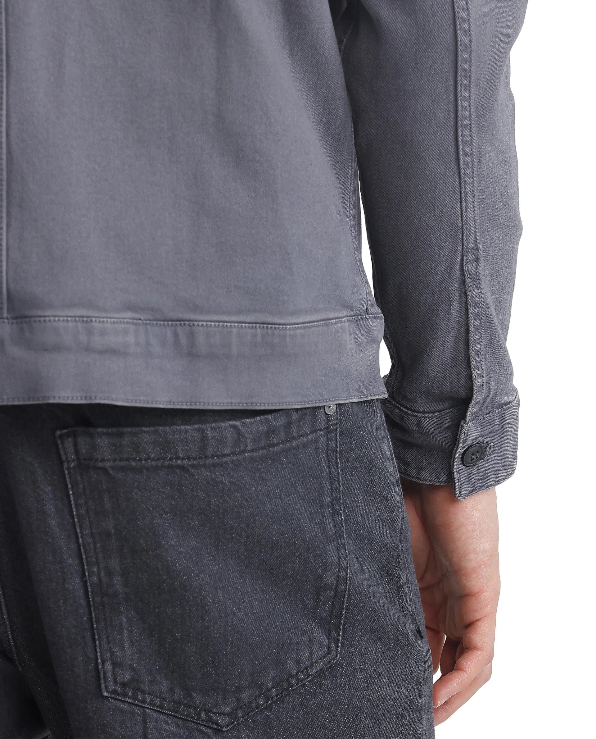 RARE Rabbit Men's Volta Dark Grey Cotton Plain Regular Fit Full Sleeve Spread Collar Jacket
