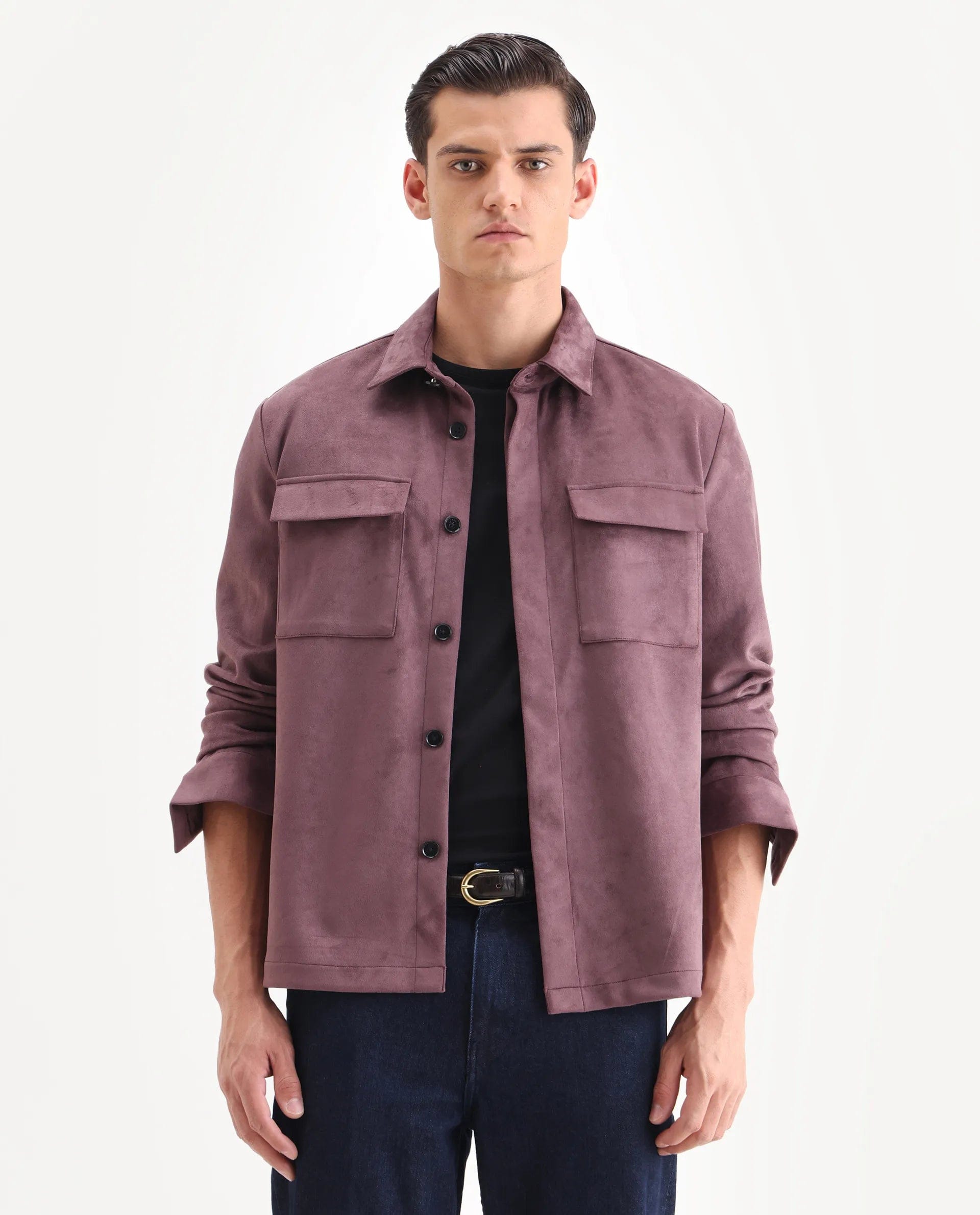 RARE Rabbit Men's Delk - 25 Dusky Pink Polyester Blend Fabric Collared Neck Relaxed Plain Jacket